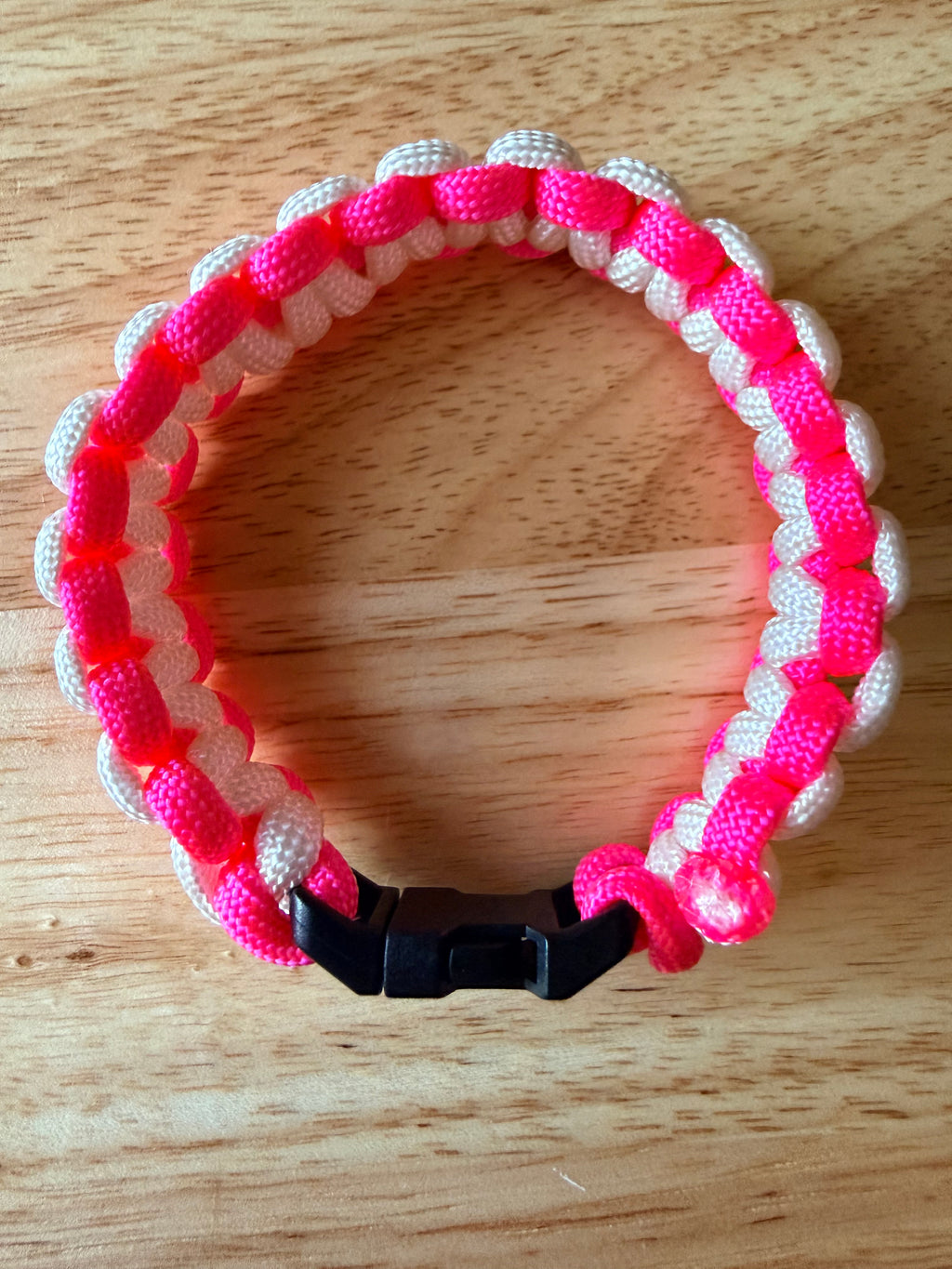 white & hot pink paracord bracelet