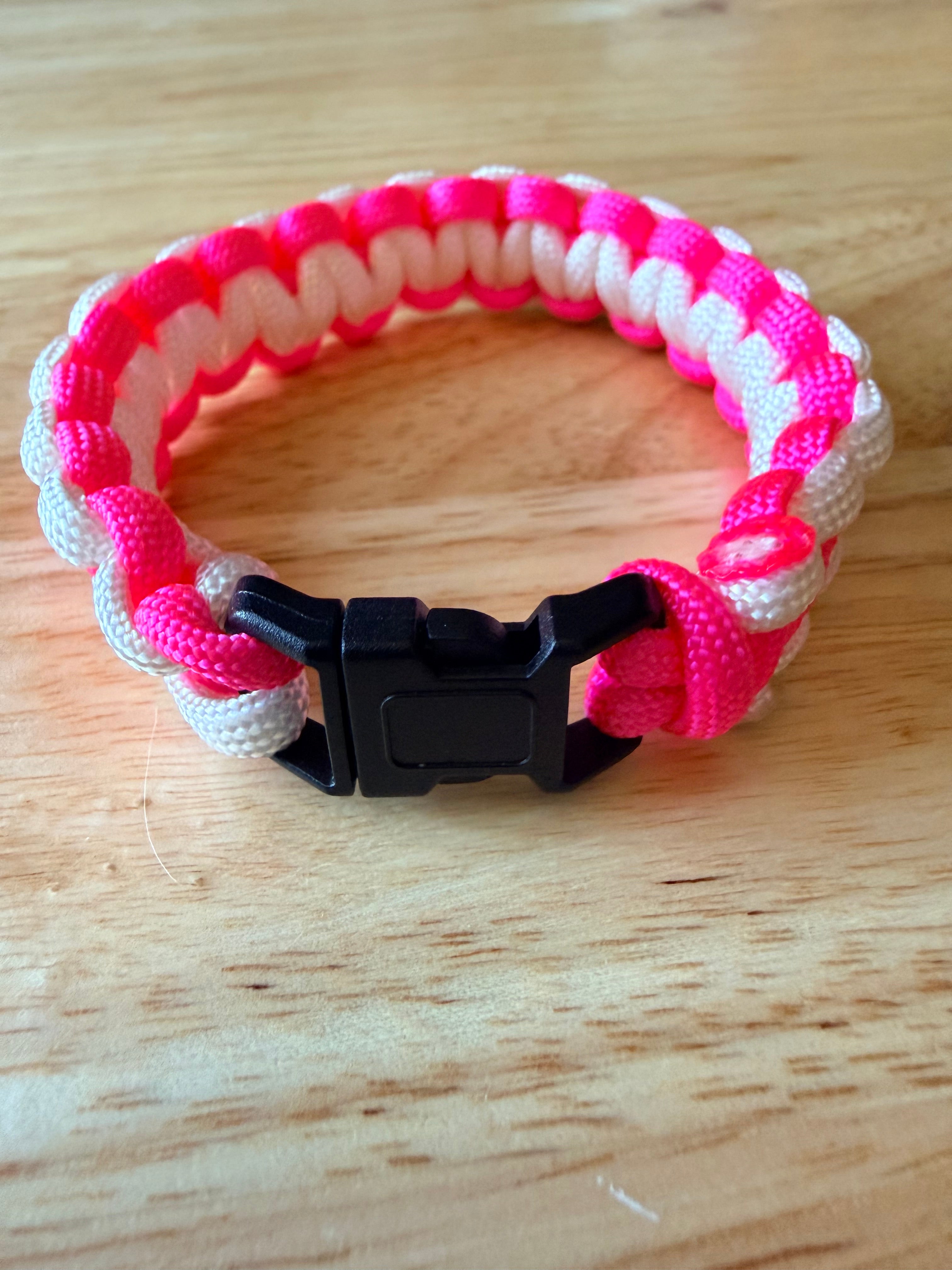 white & hot pink paracord bracelet