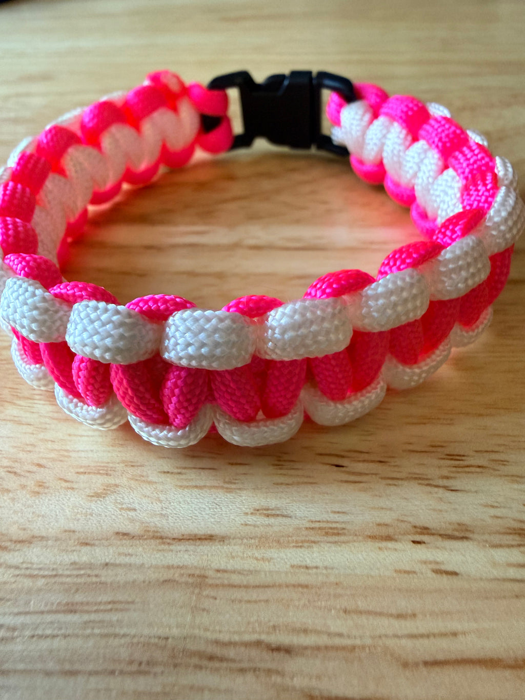 white & hot pink paracord bracelet