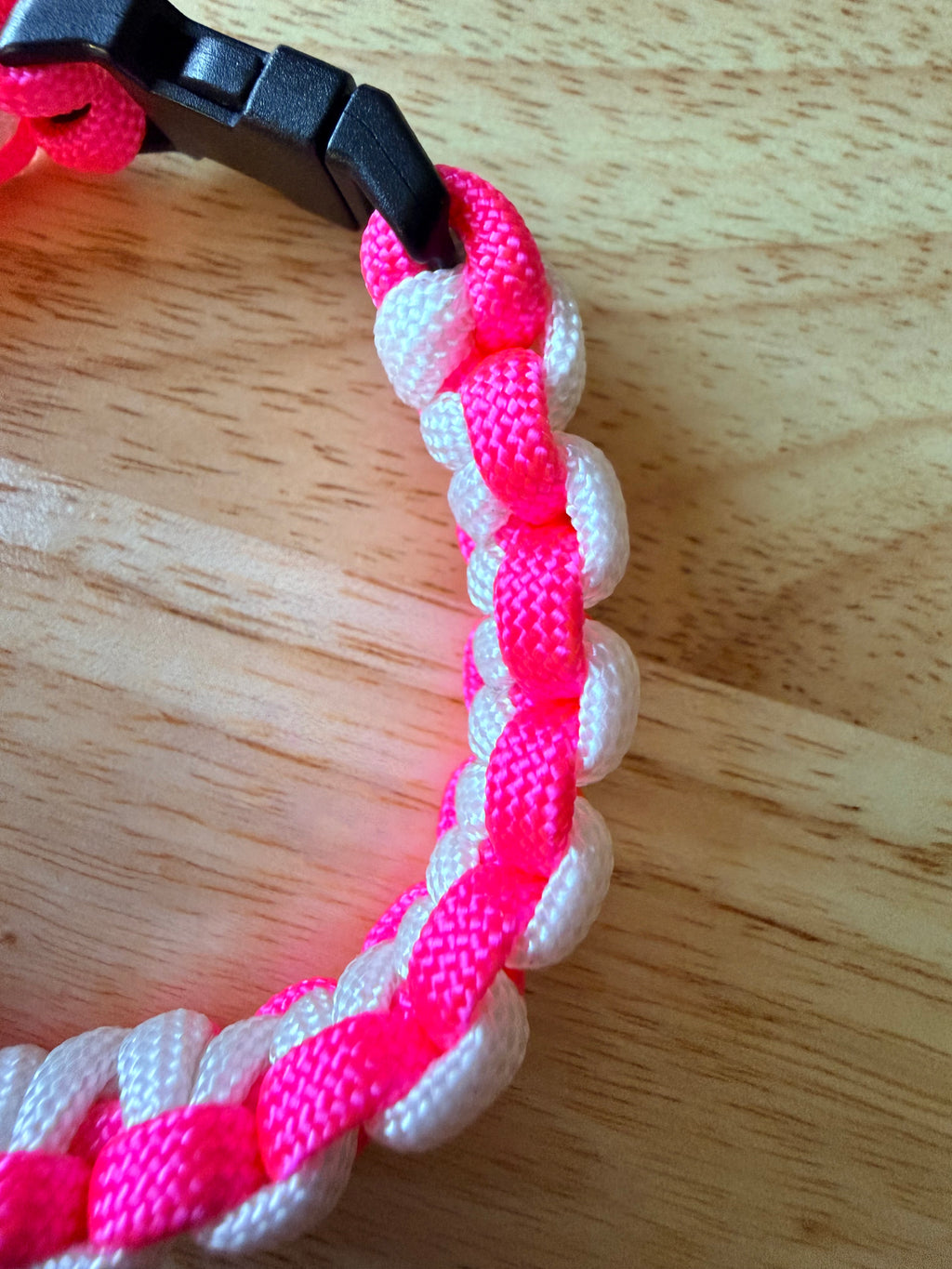 white & hot pink paracord bracelet