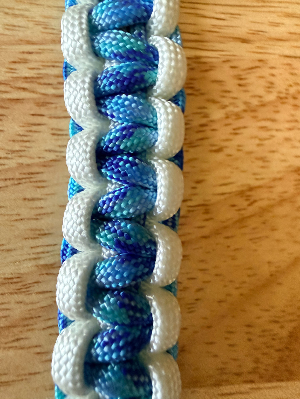 white & light blue/purple paracord bracelet 9.5 inches