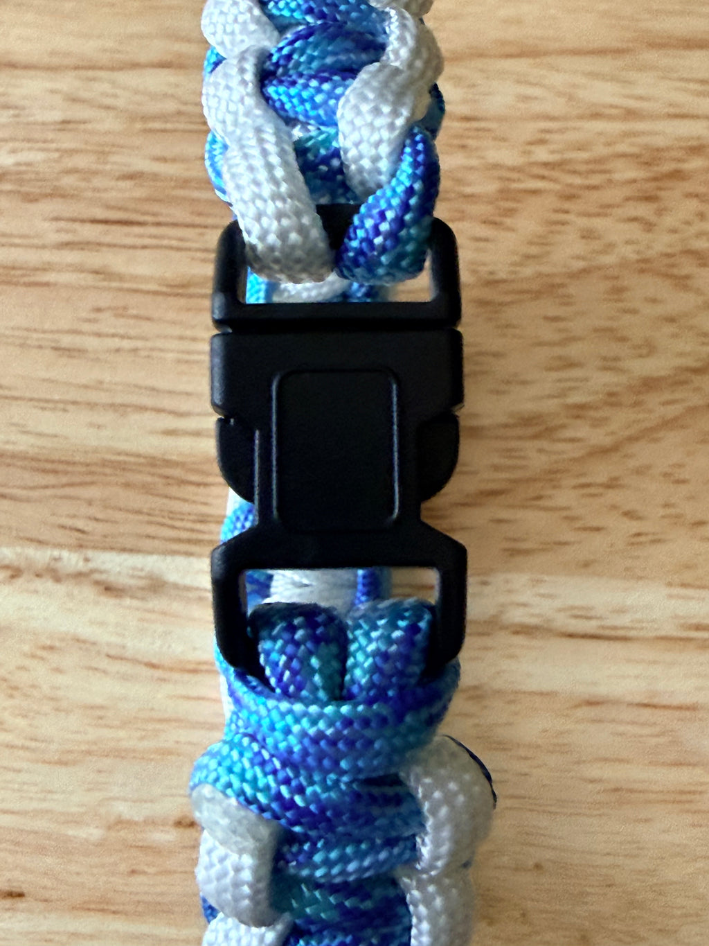 white & light blue/purple paracord bracelet 9.5 inches