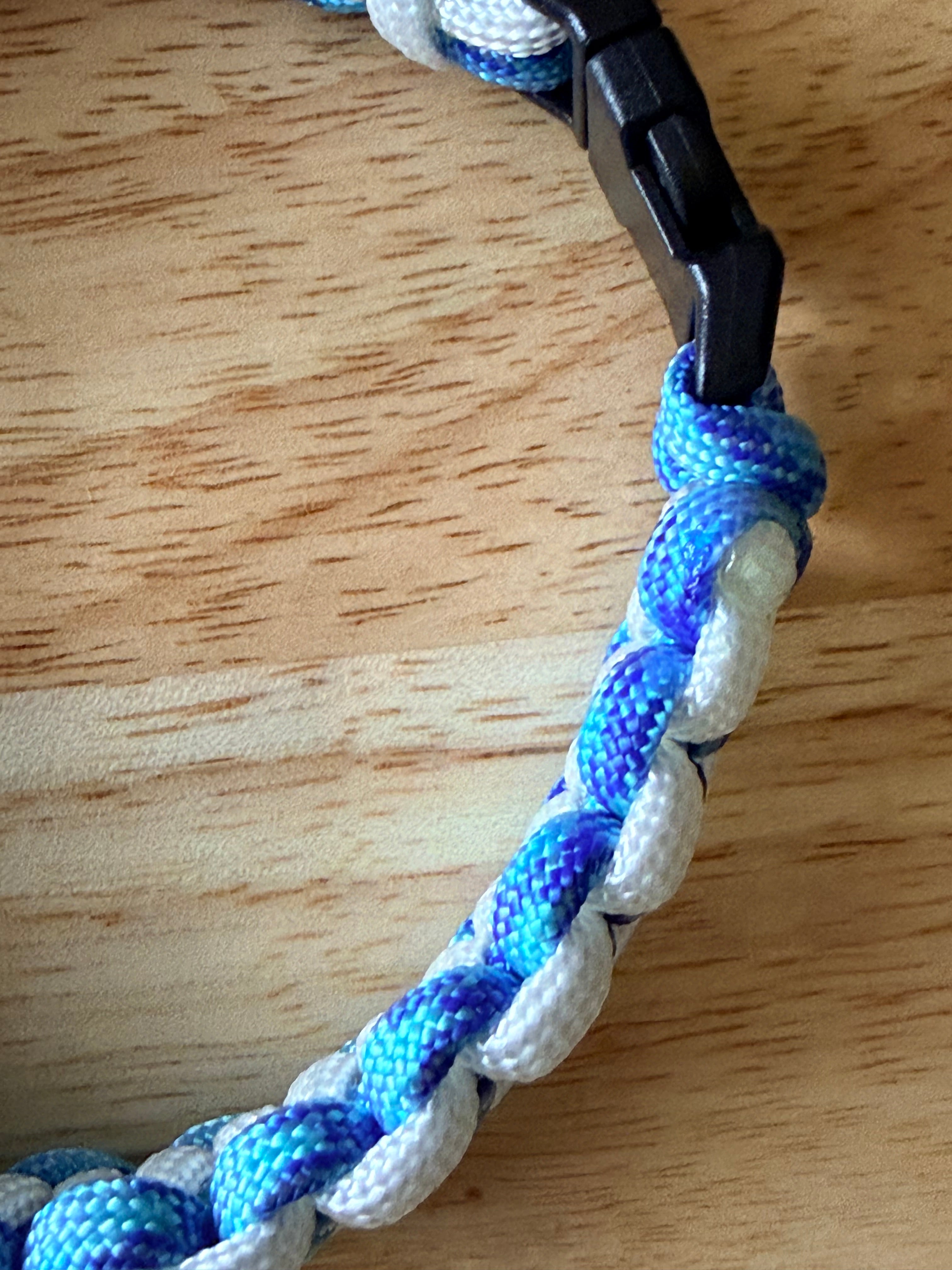 white & light blue/purple paracord bracelet 9.5 inches