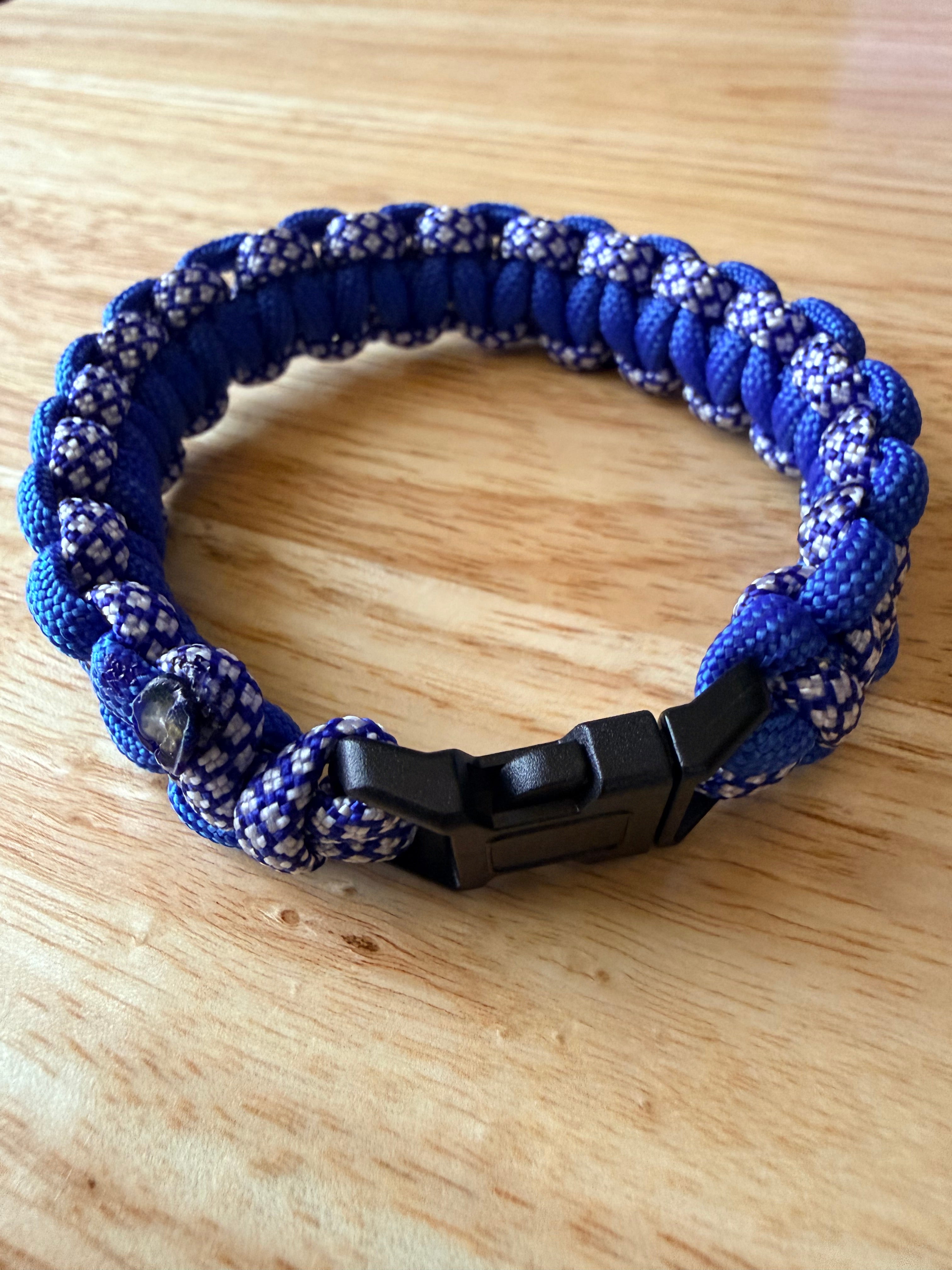 blue & white paracord bracelet