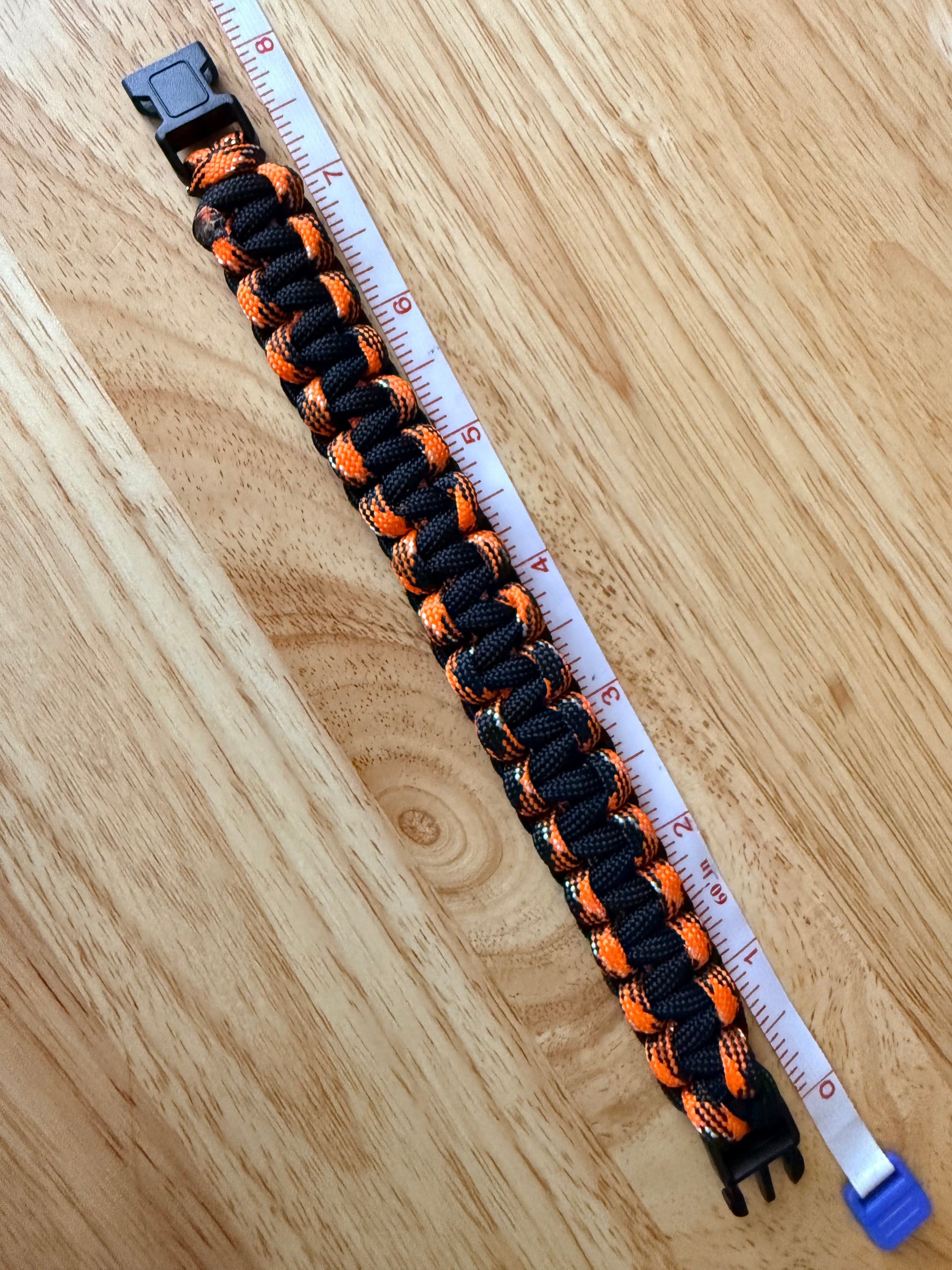 black & orange paracord bracelet