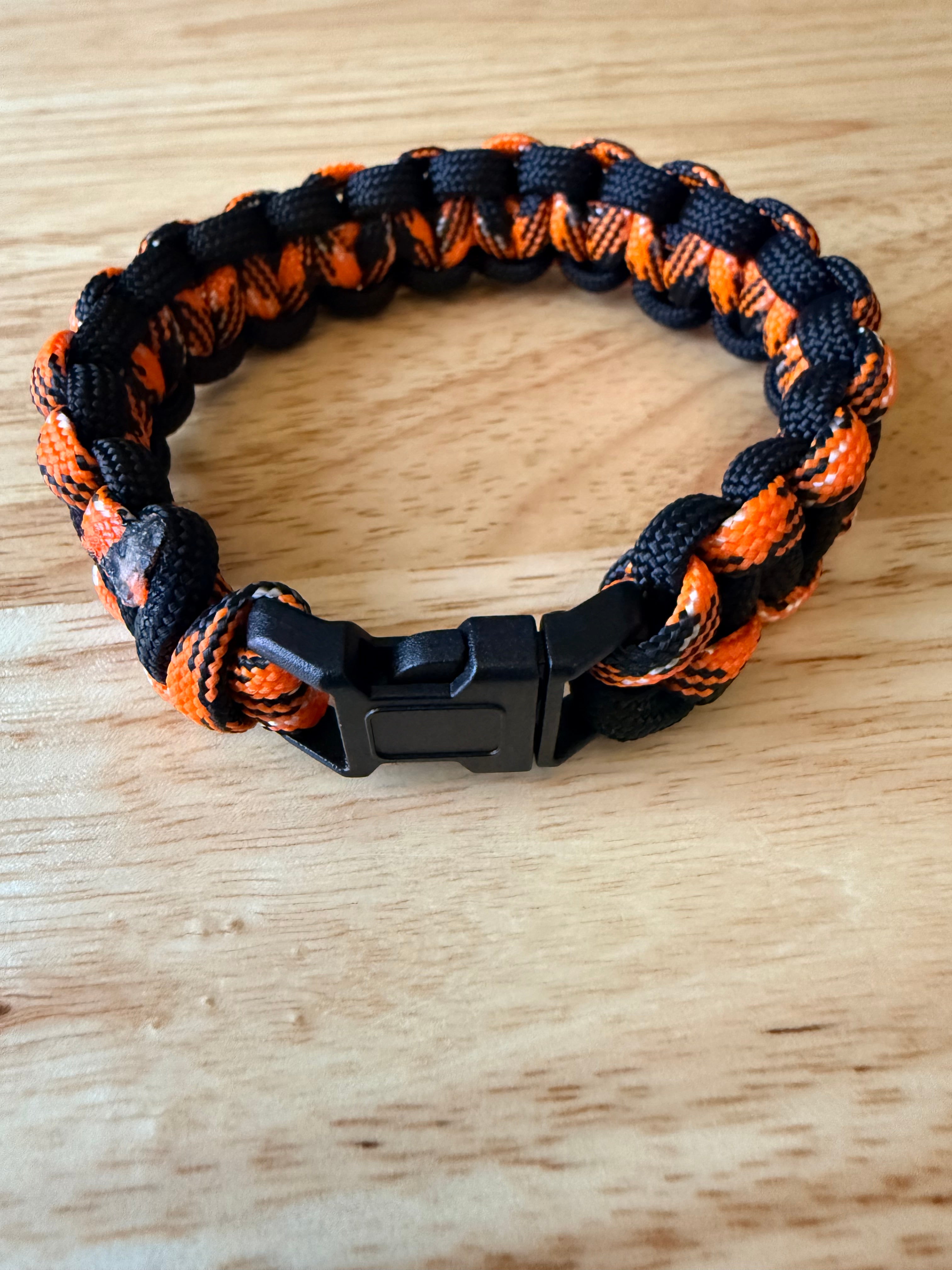 black & orange paracord bracelet