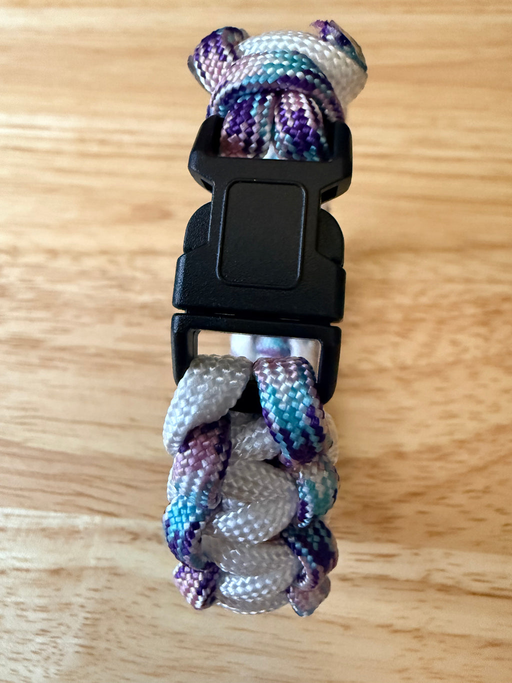 light blue, white, pink, purple & white paracord bracelet 8.5 inches