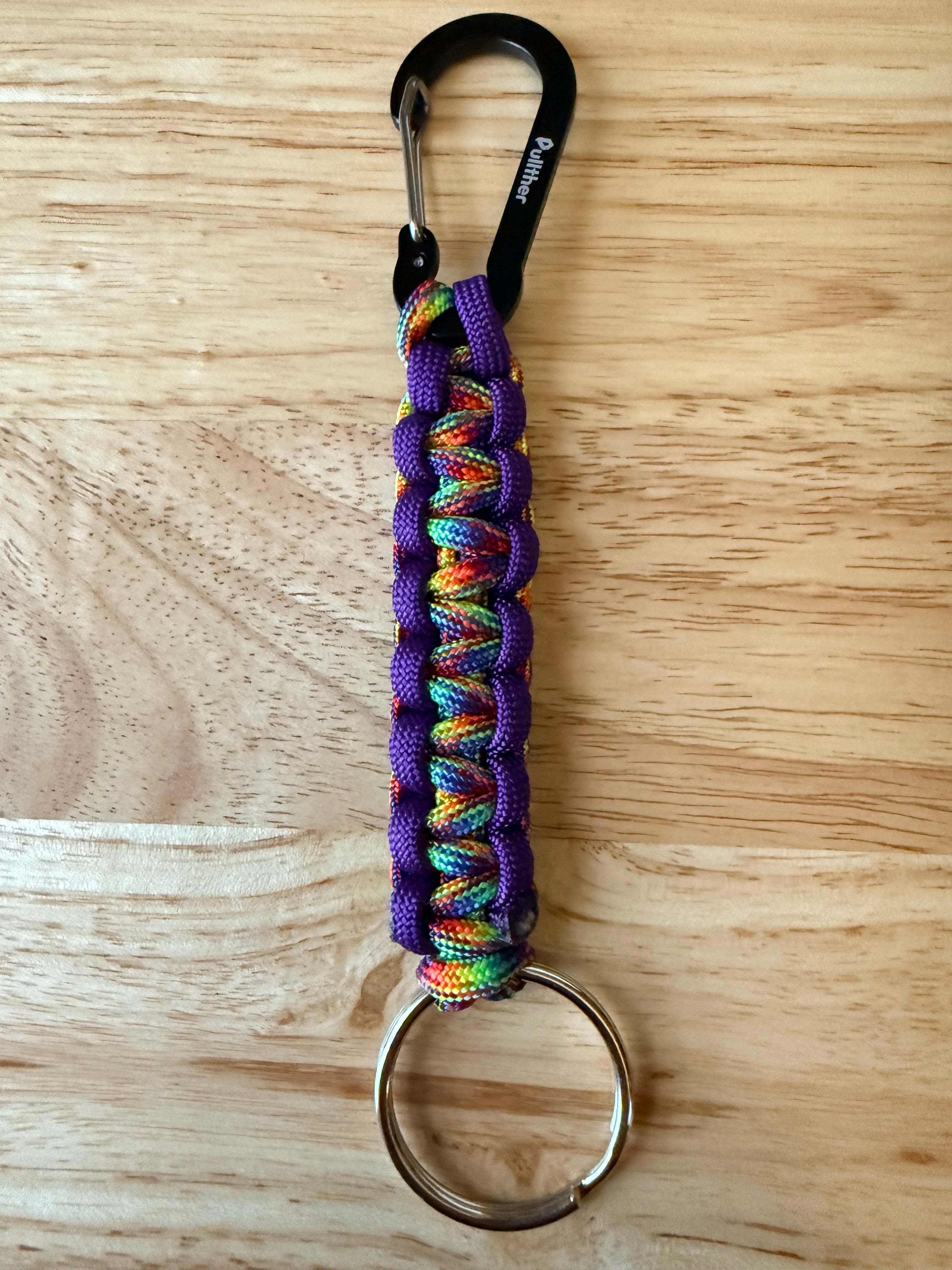 purple/rainbow paracord key ring