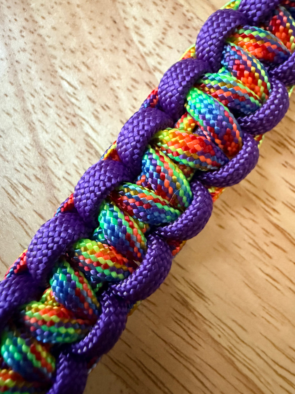 purple/rainbow paracord key ring