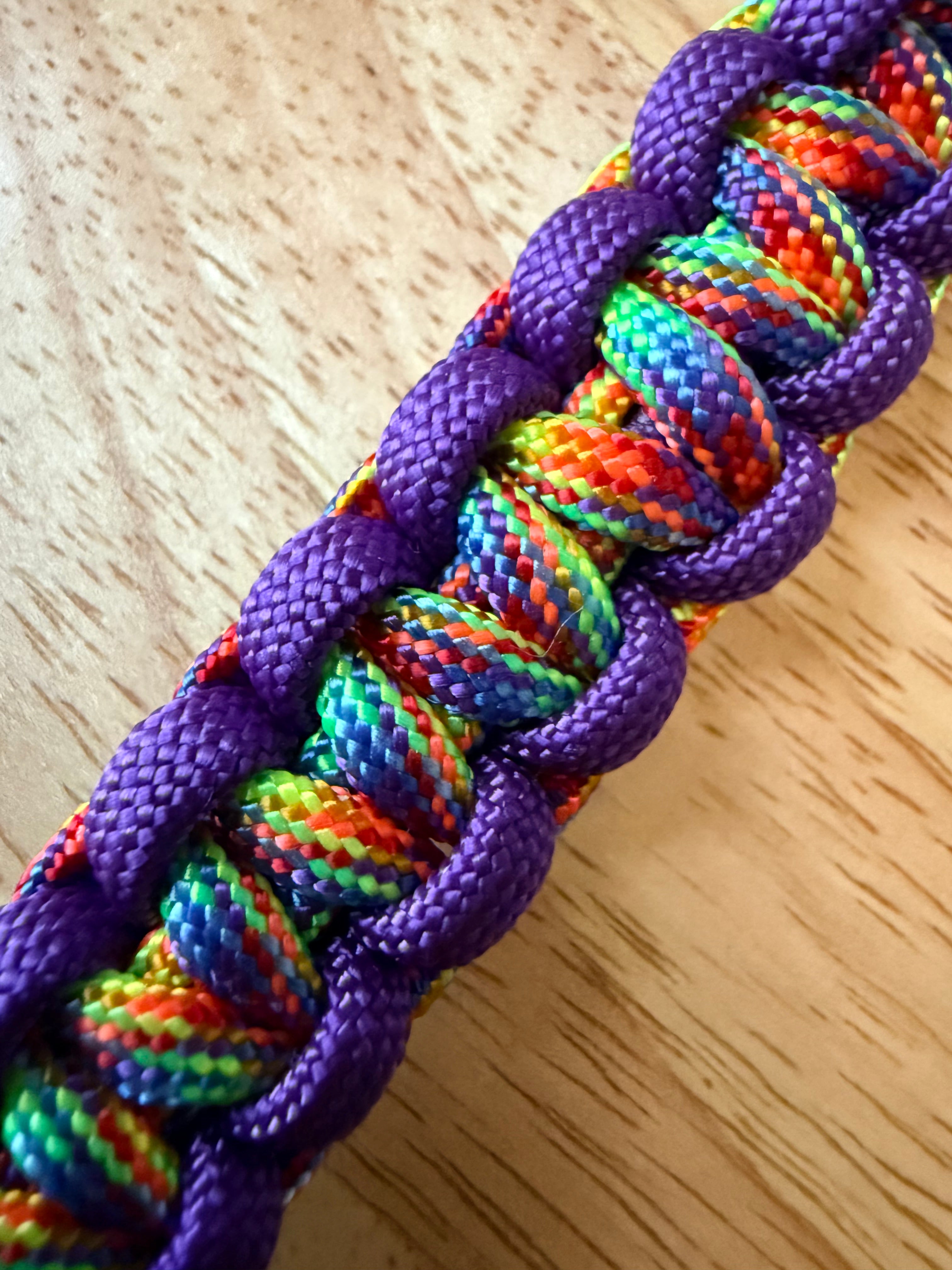 purple/rainbow paracord key ring