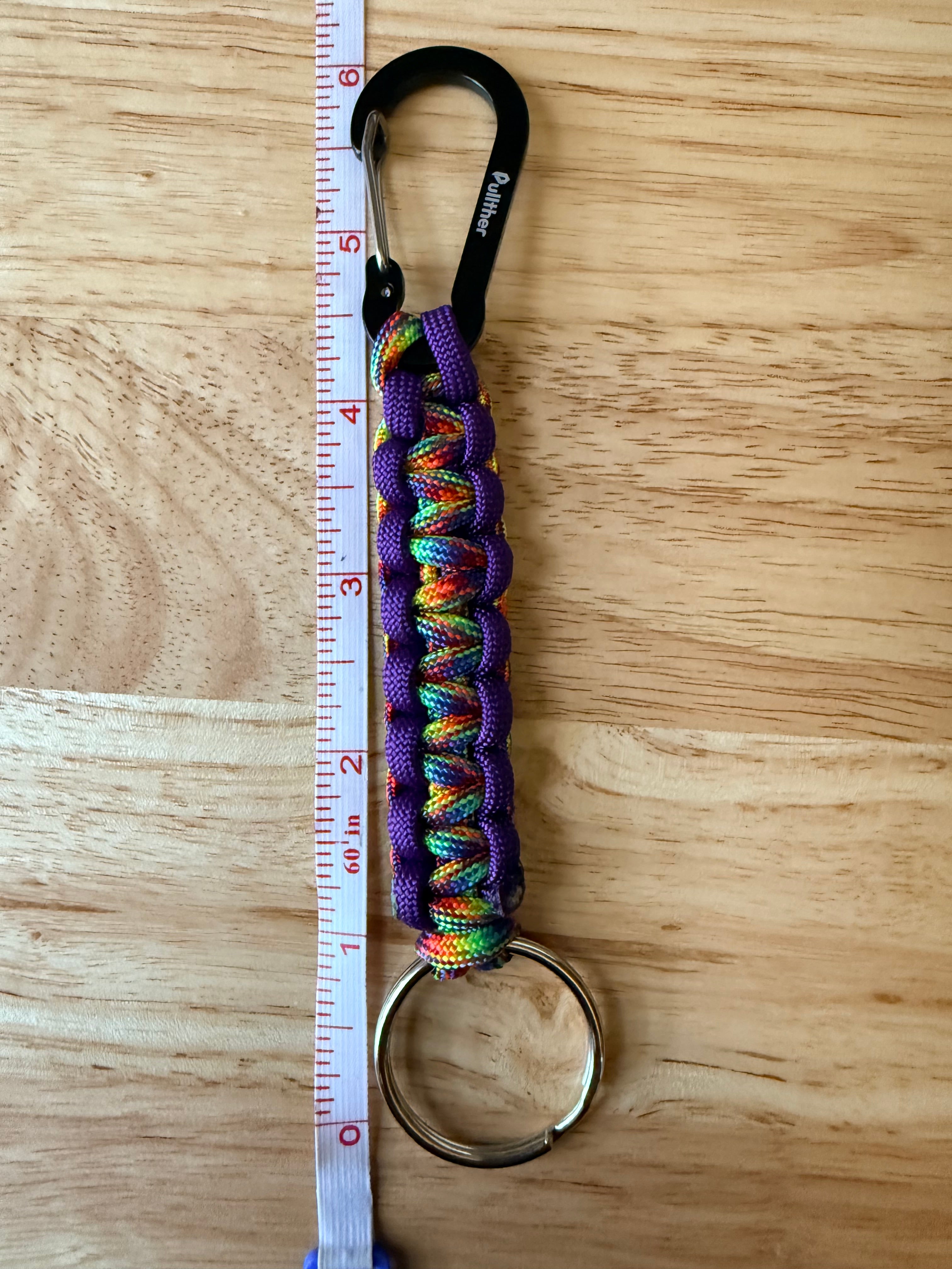 purple/rainbow paracord key ring
