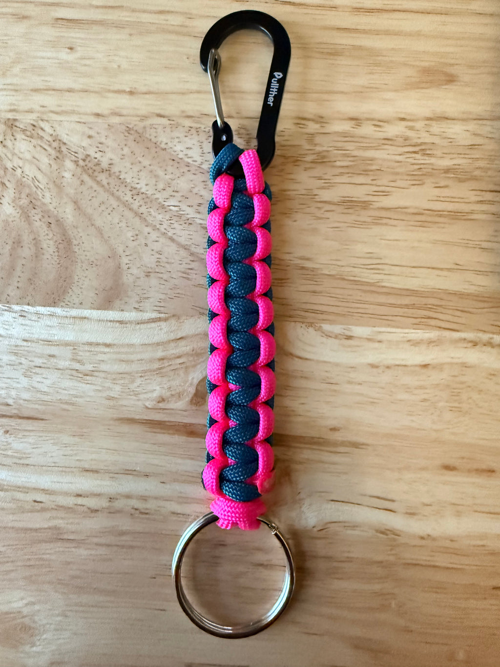 hot pink & teal paracord key ring
