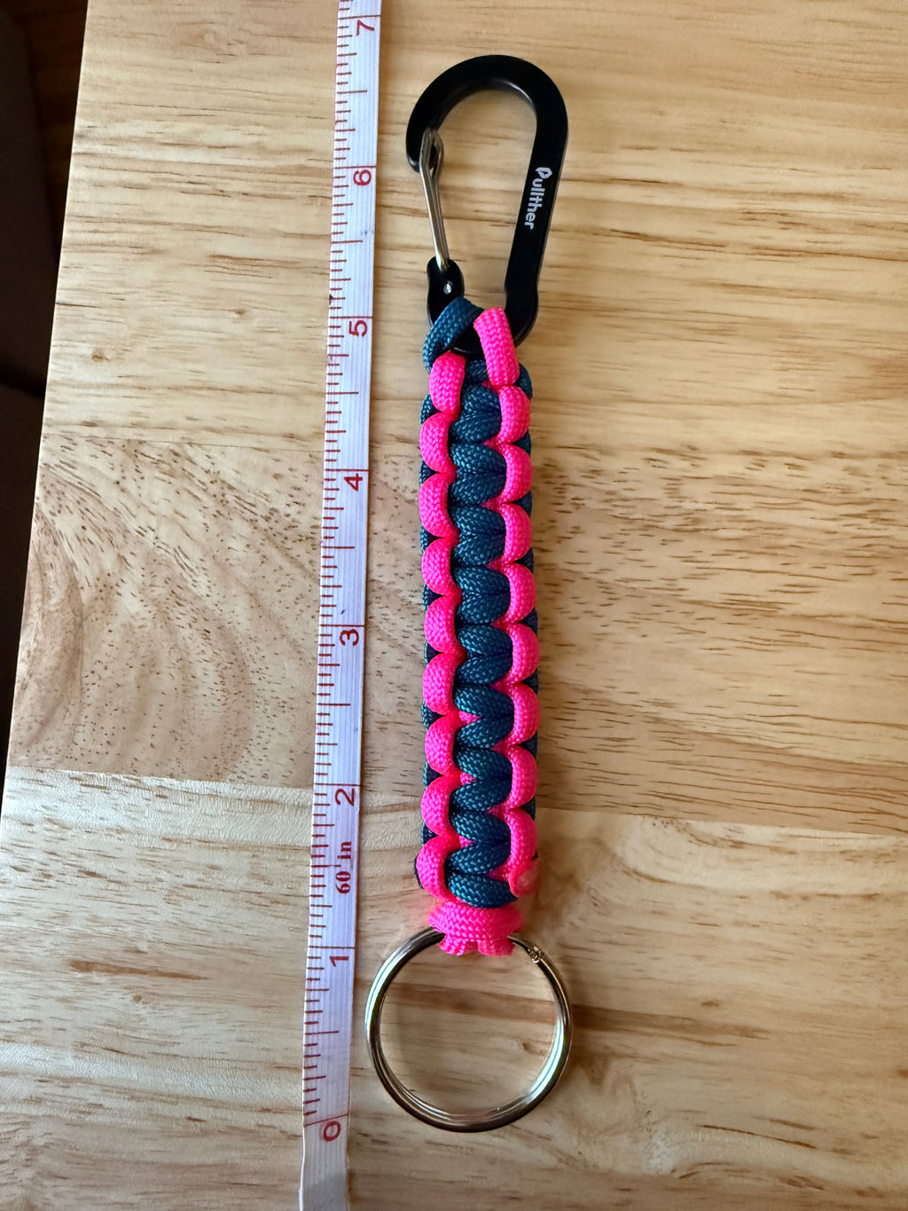 hot pink & teal paracord key ring