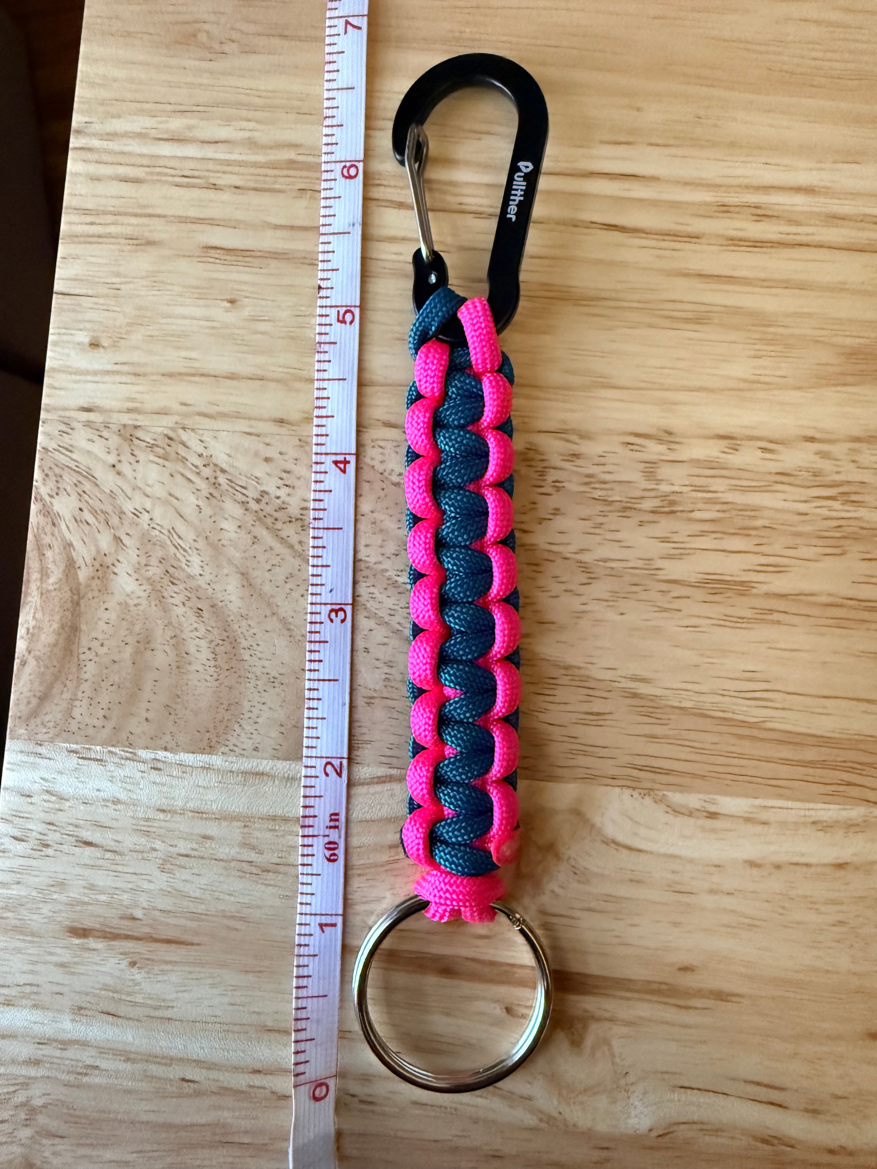hot pink & teal paracord key ring