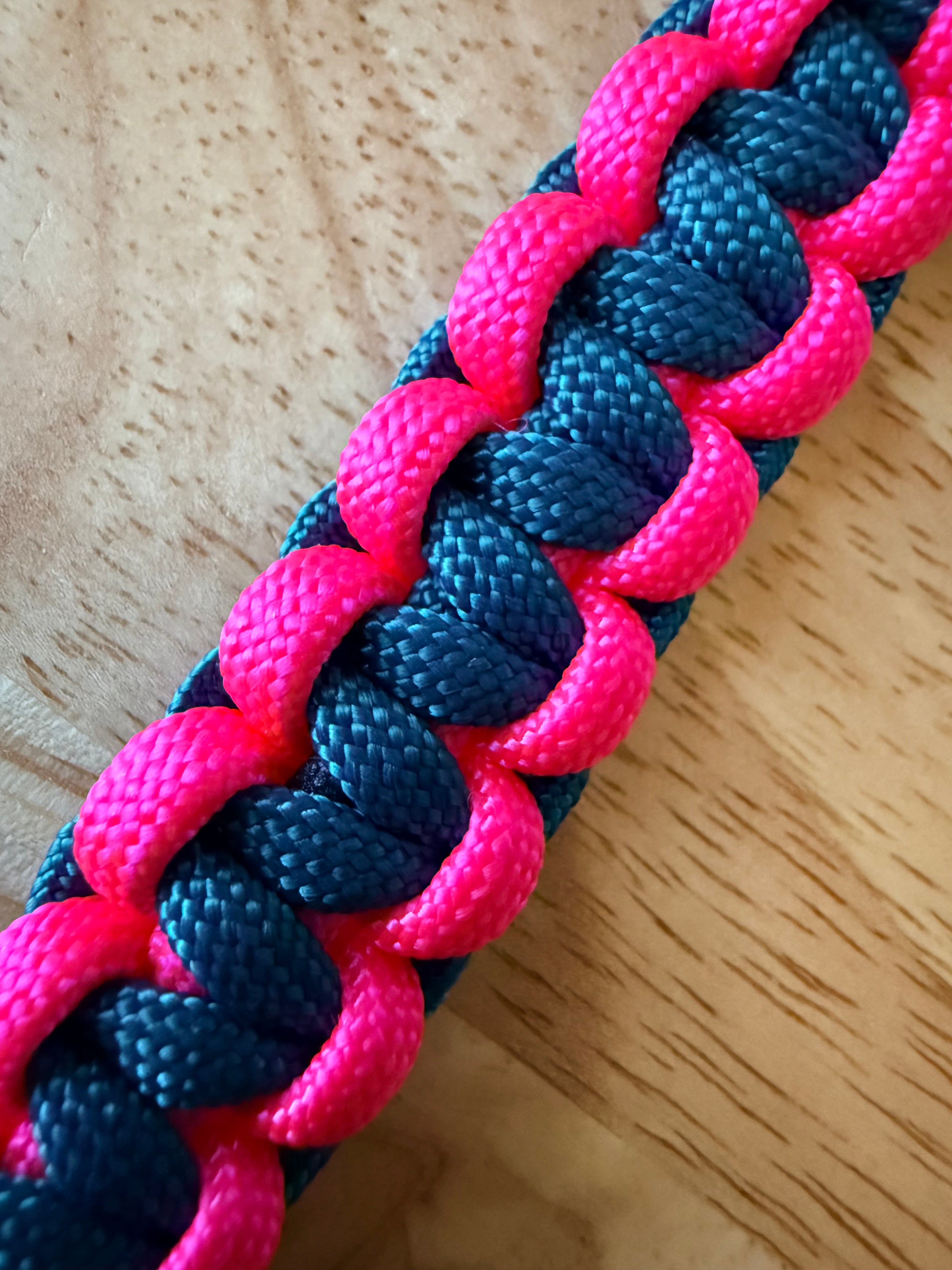 hot pink & teal paracord key ring