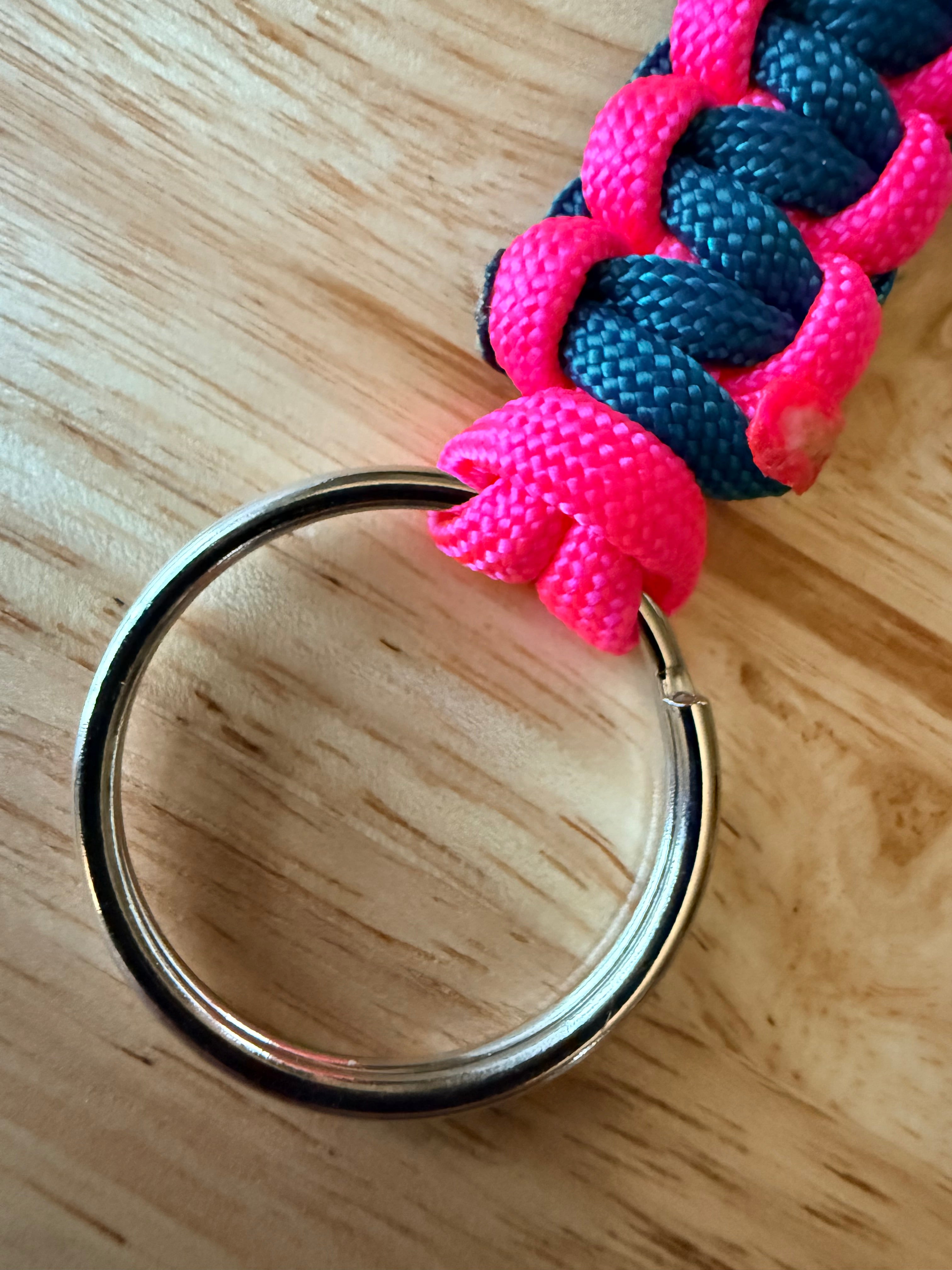 hot pink & teal paracord key ring