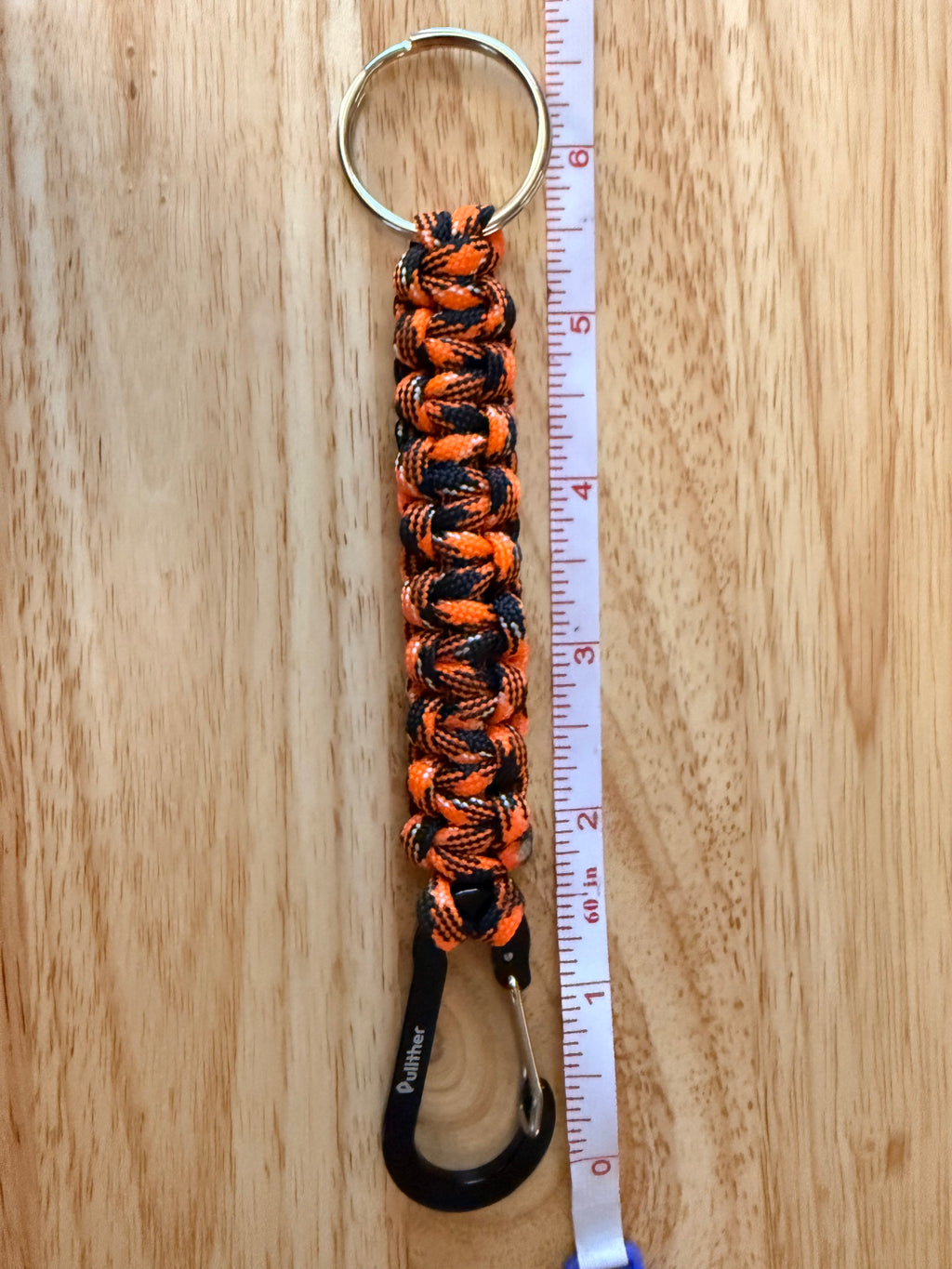 orange and black paracord key chain