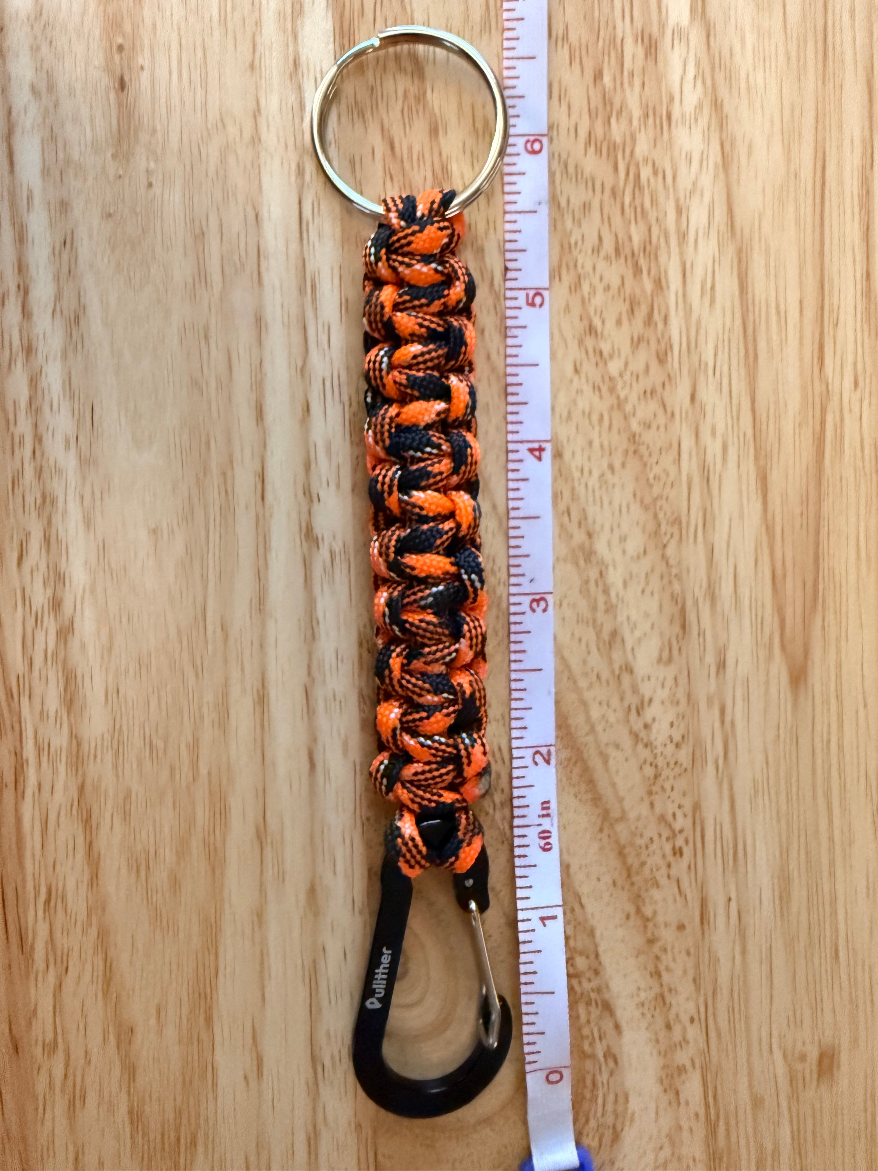 orange and black paracord key chain