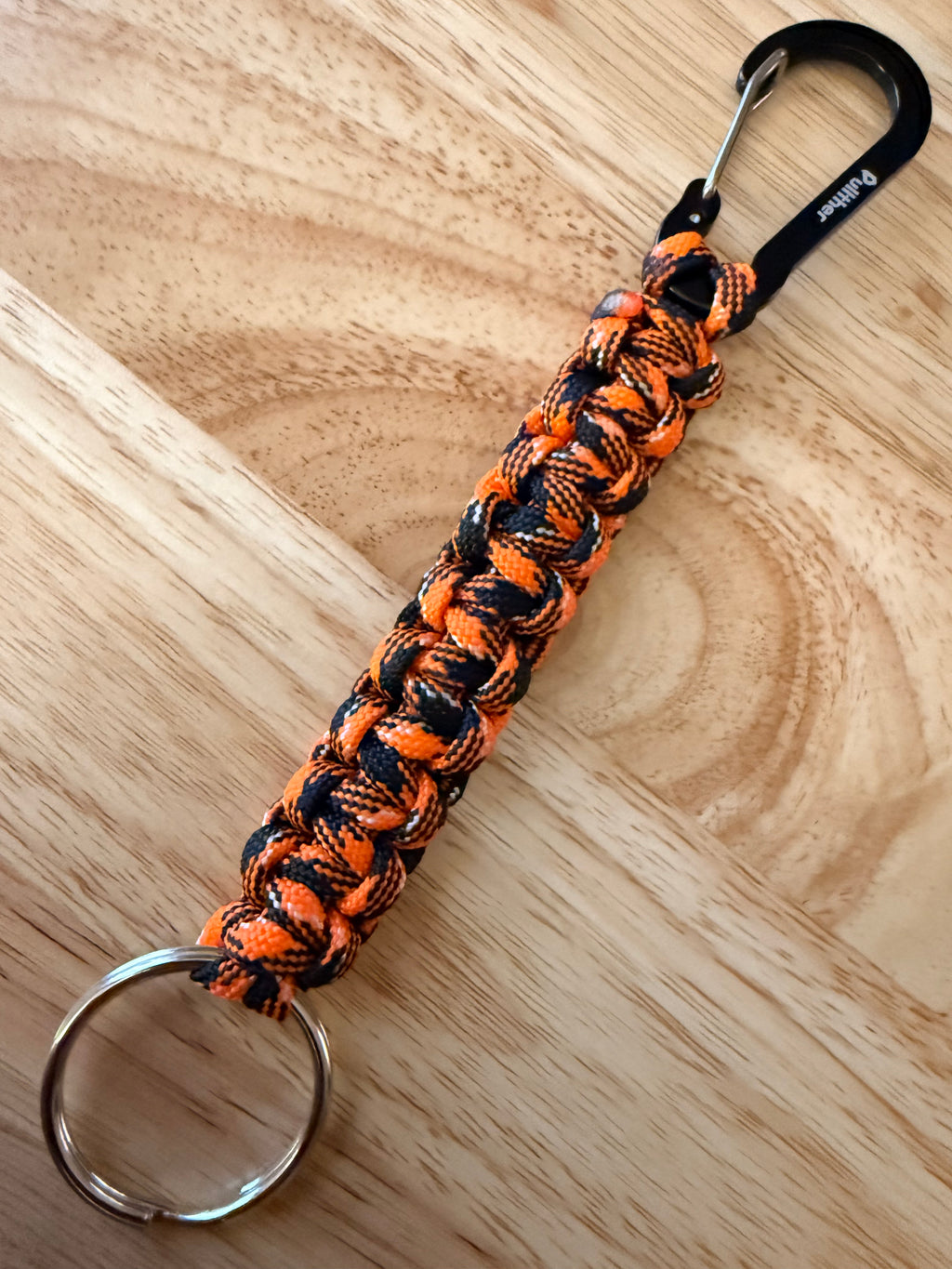 orange and black paracord key chain