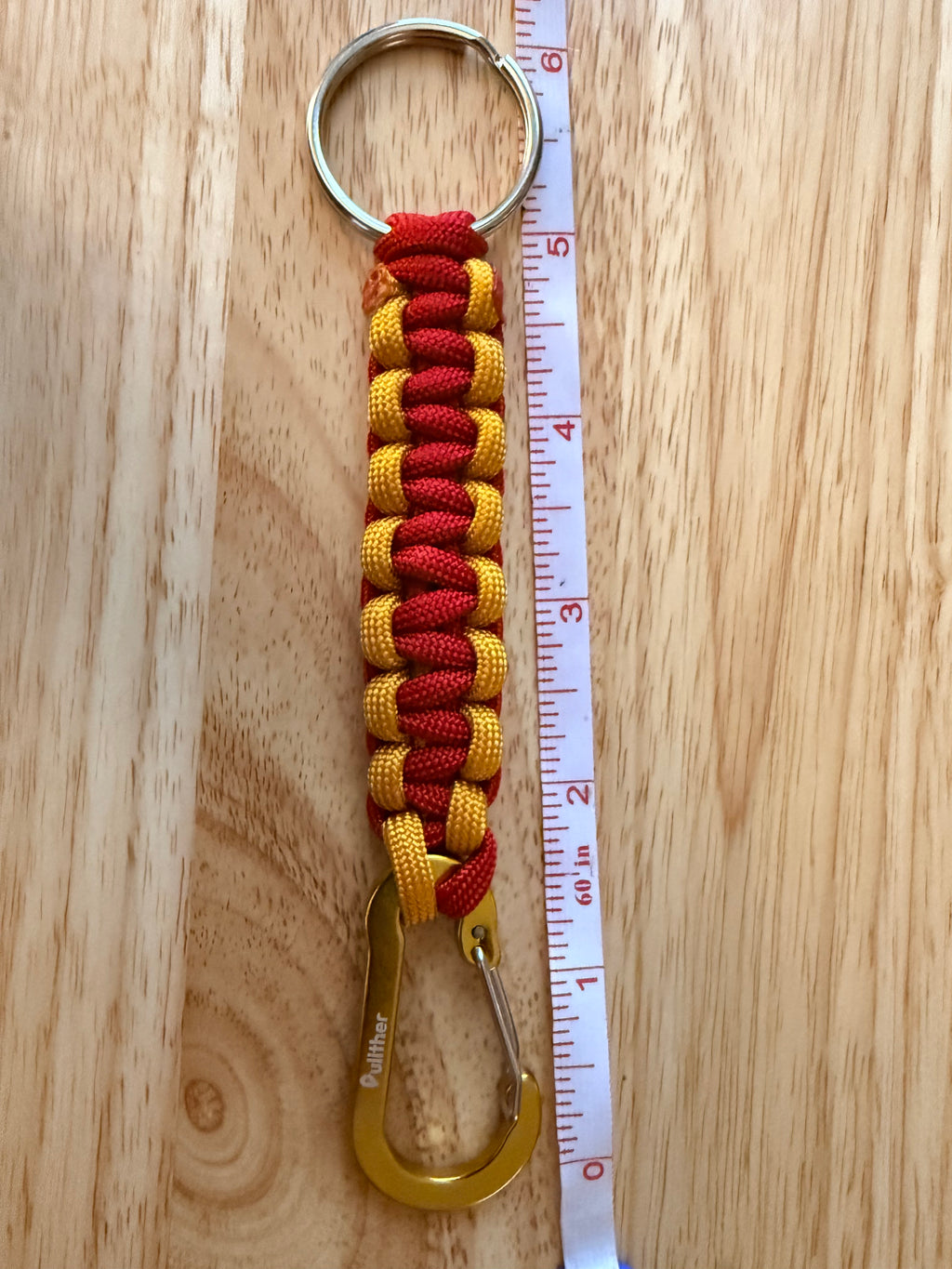 gold & red paracord ket chain