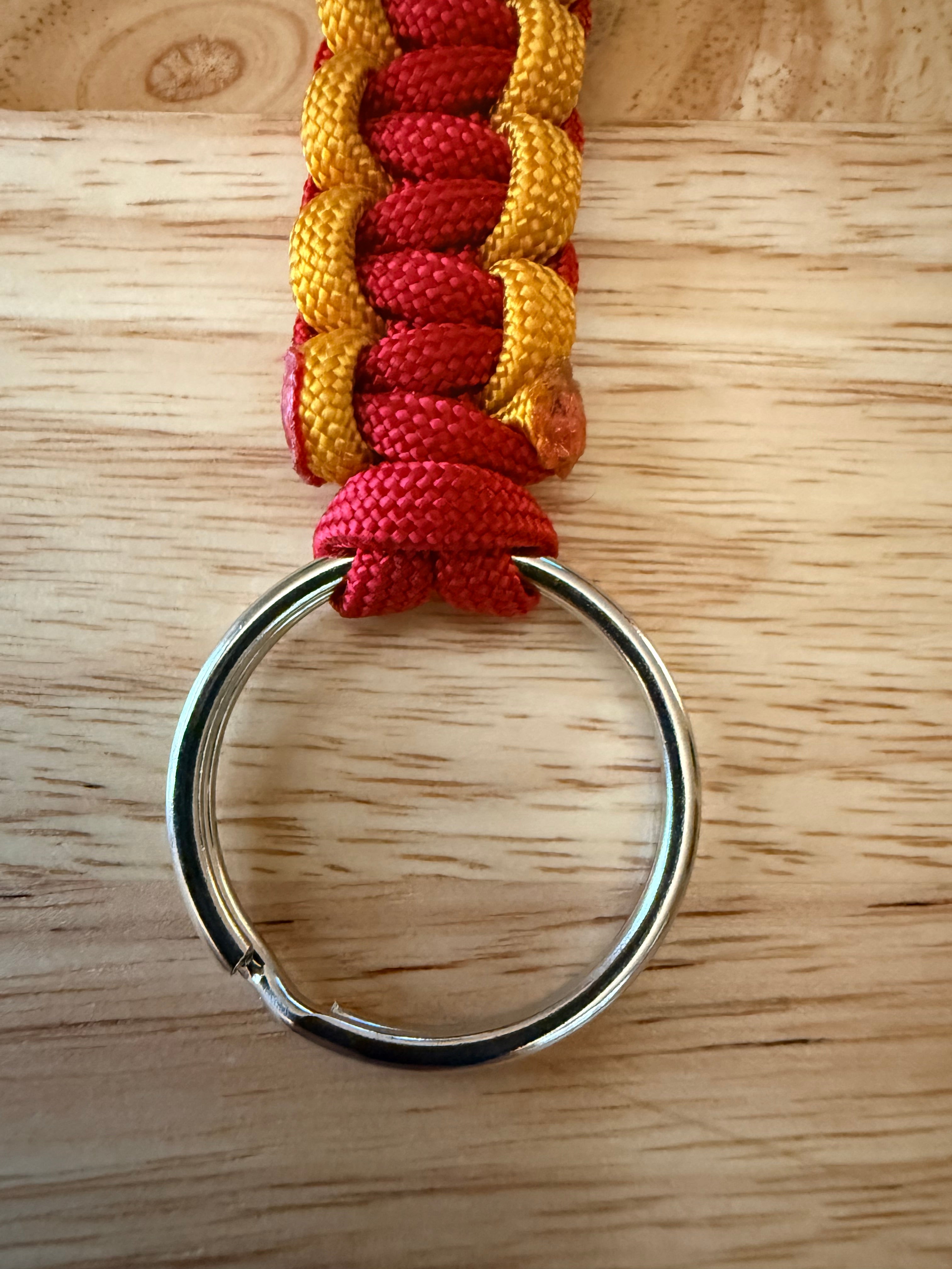 gold & red paracord ket chain