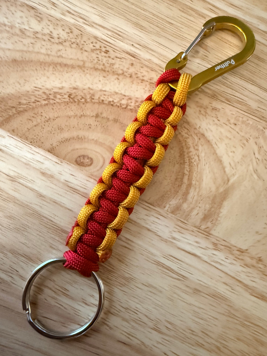 gold & red paracord ket chain