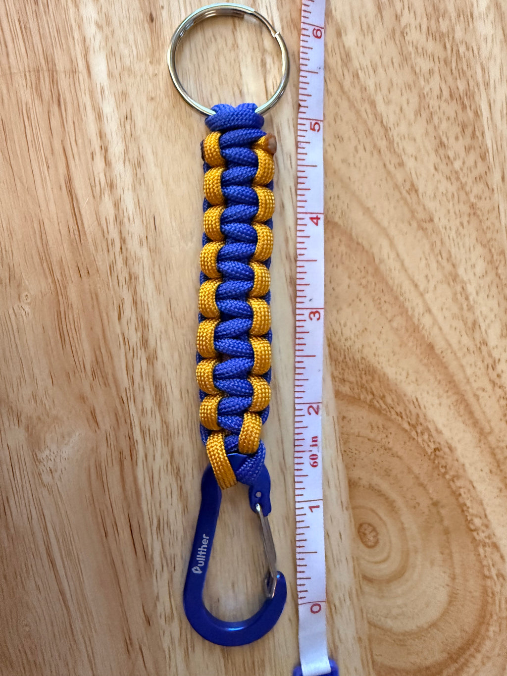 blue & gold paracord key chain