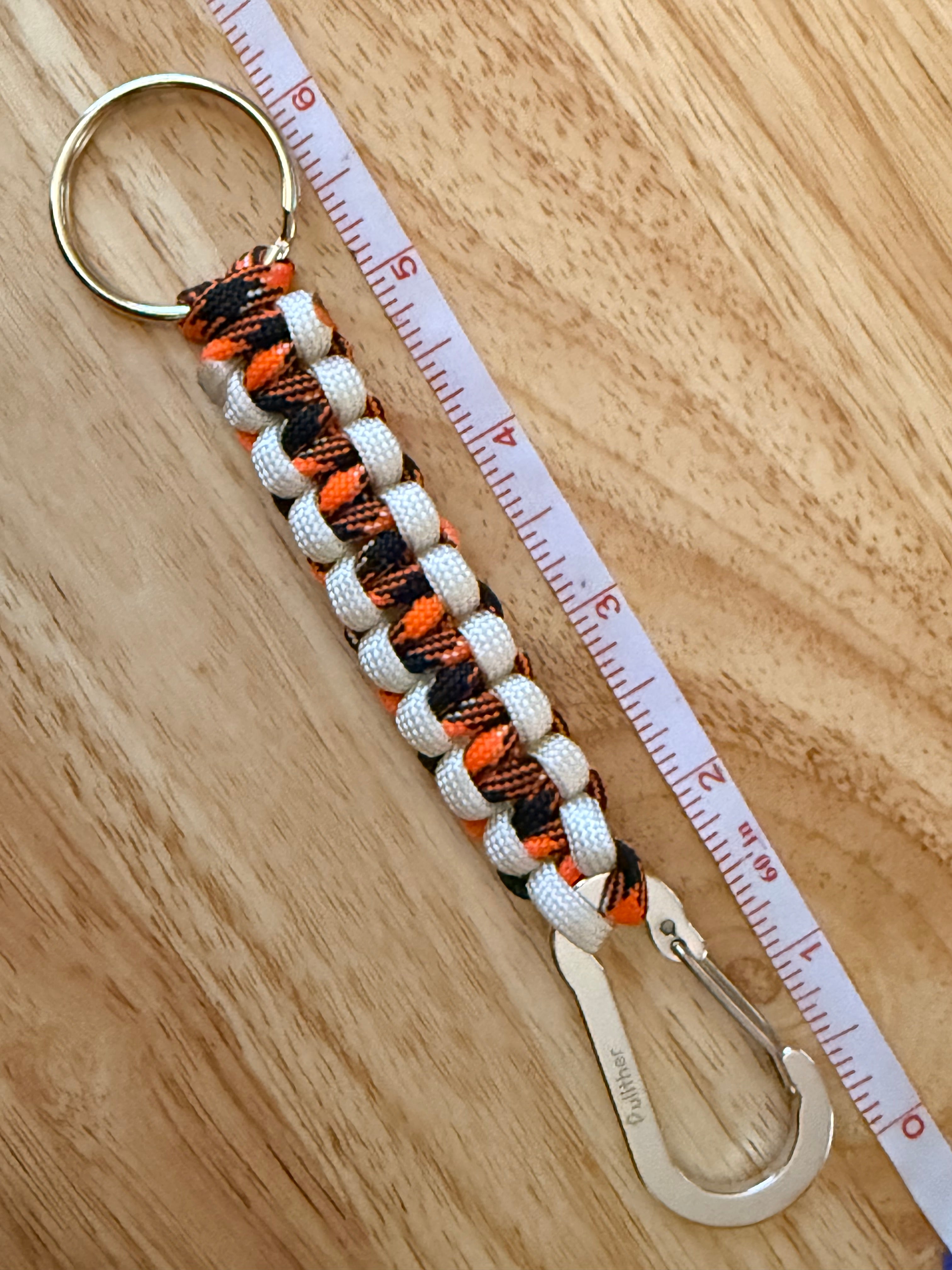 orange/black & white paracord key chain