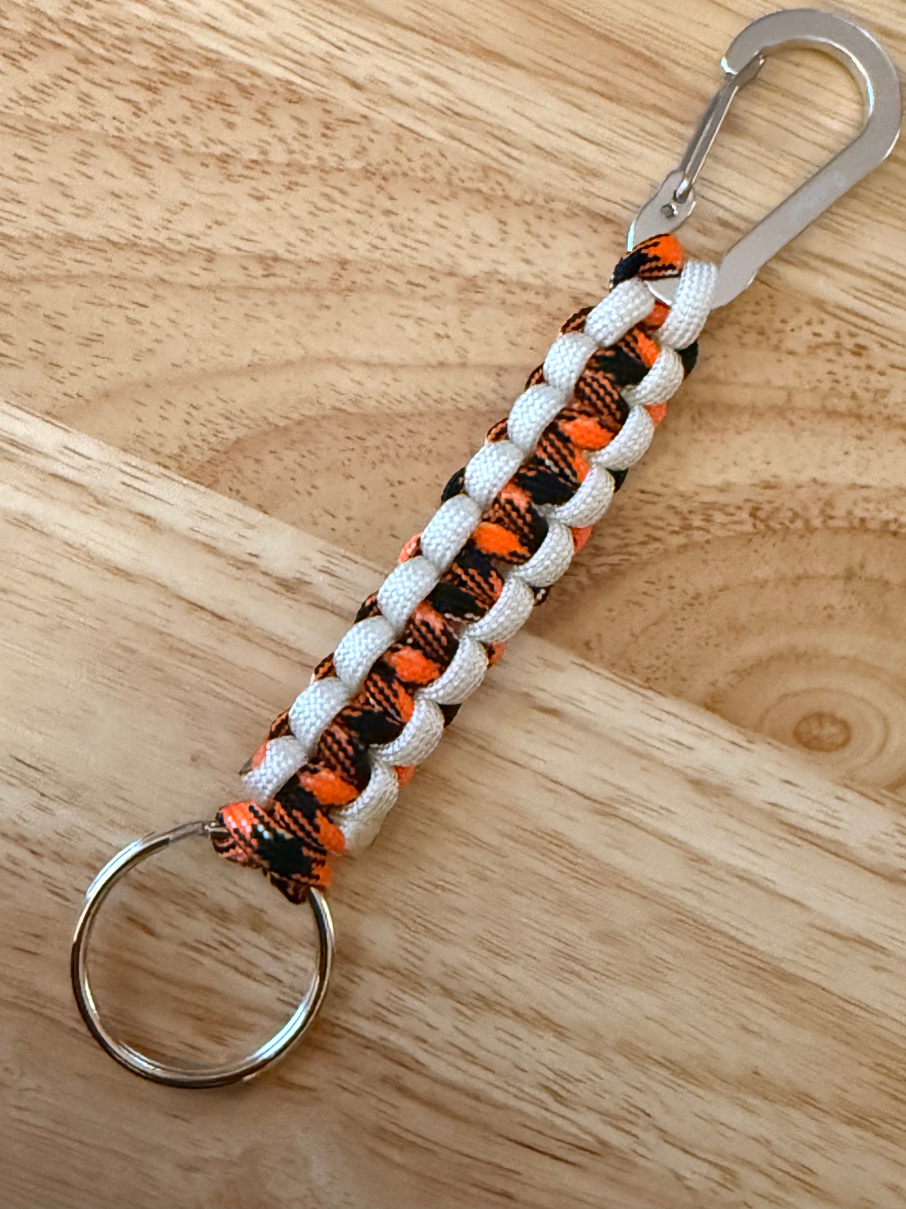 orange/black & white paracord key chain