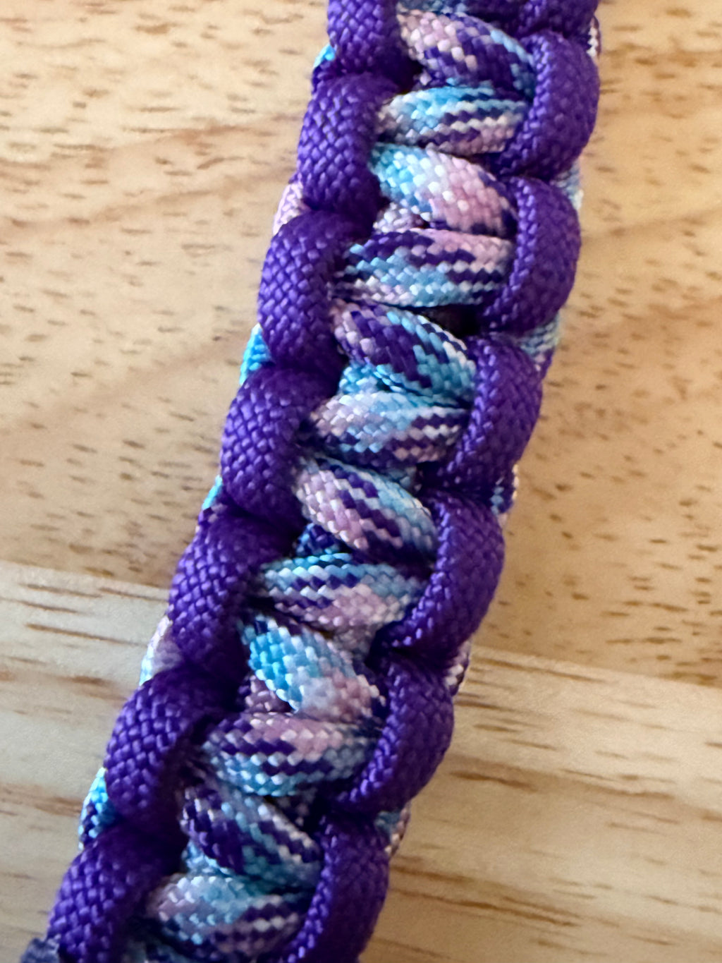 purple and purple, pink & light blue paracord key chain with black carabiner