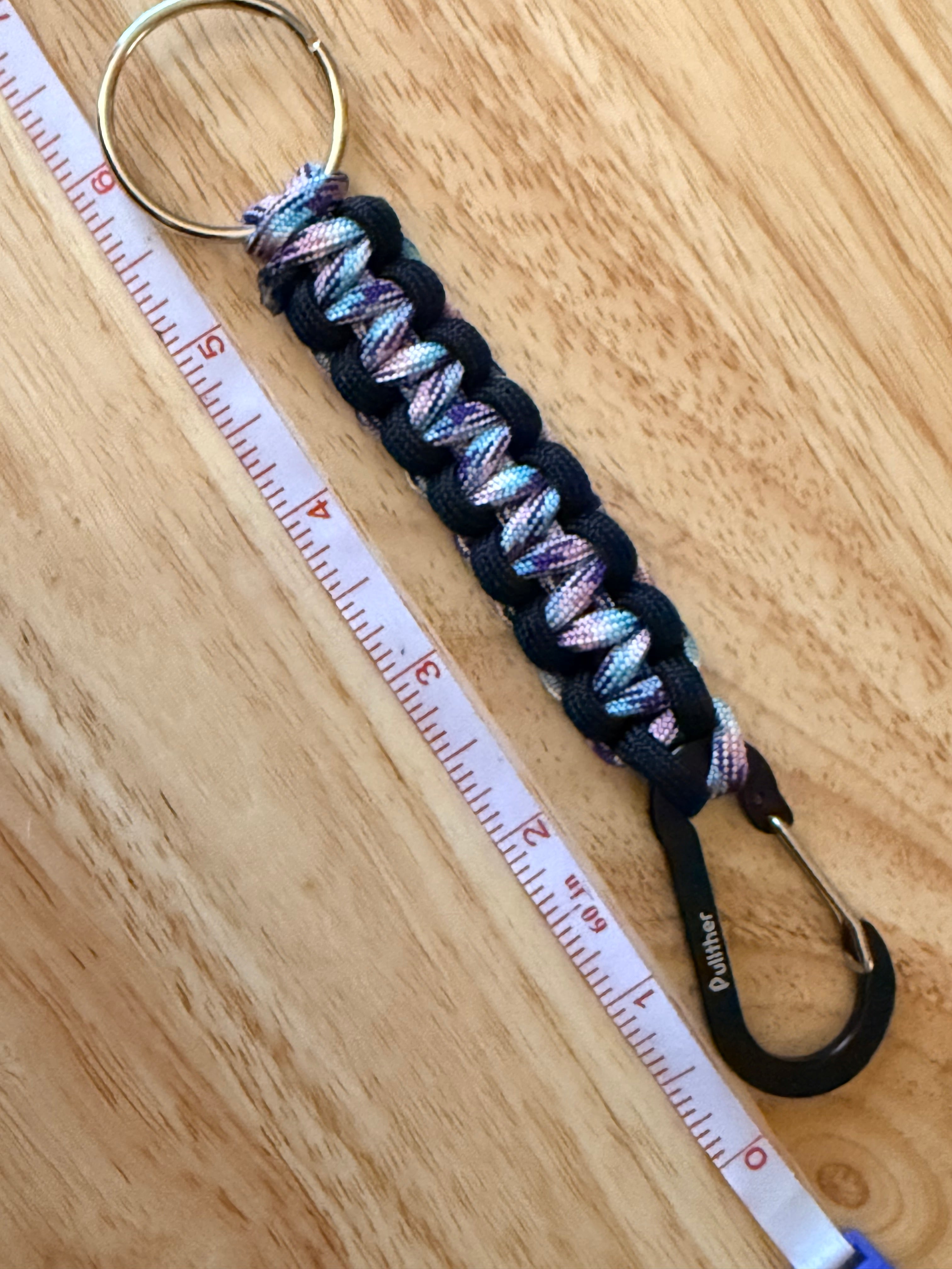 black and purple/multi colored paracord key chain
