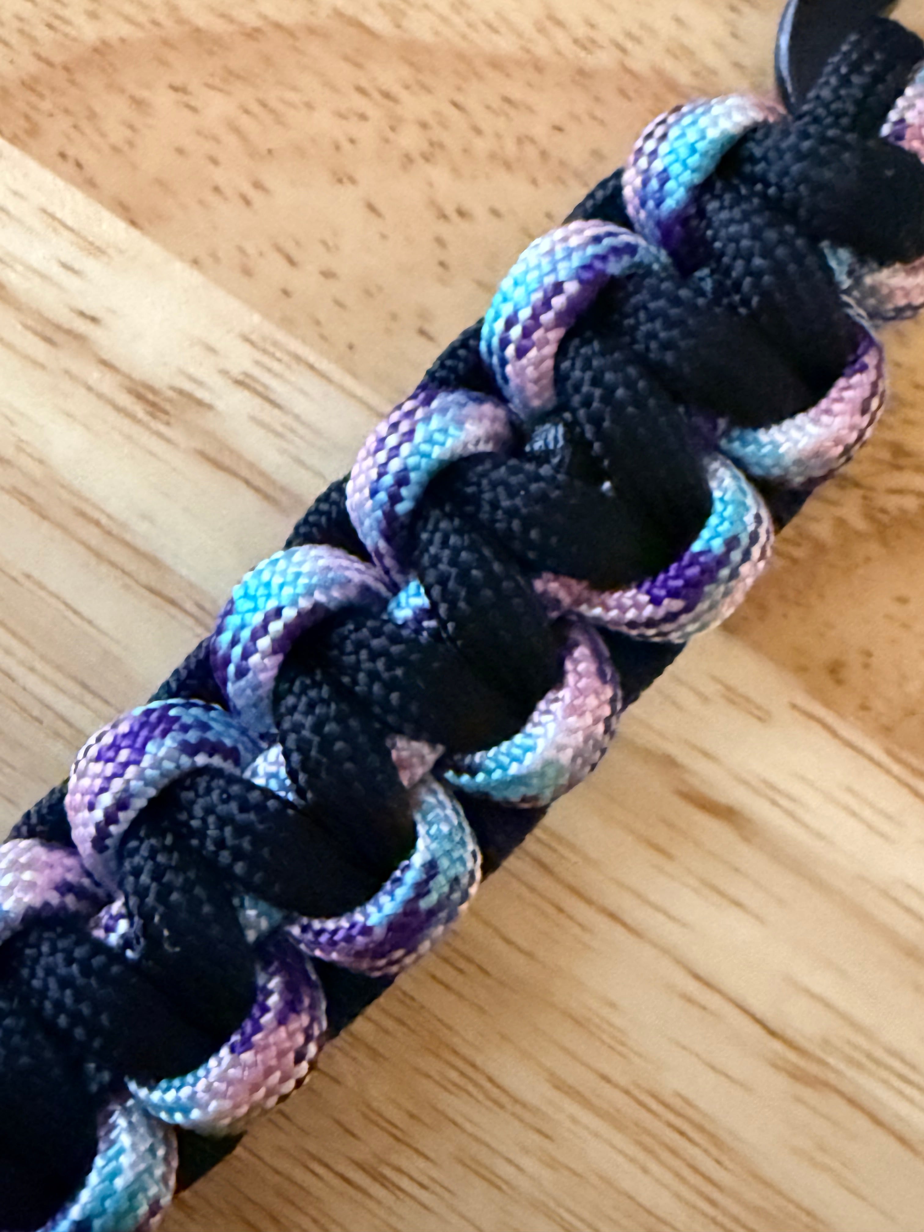 black and purple/multi colored paracord key chain