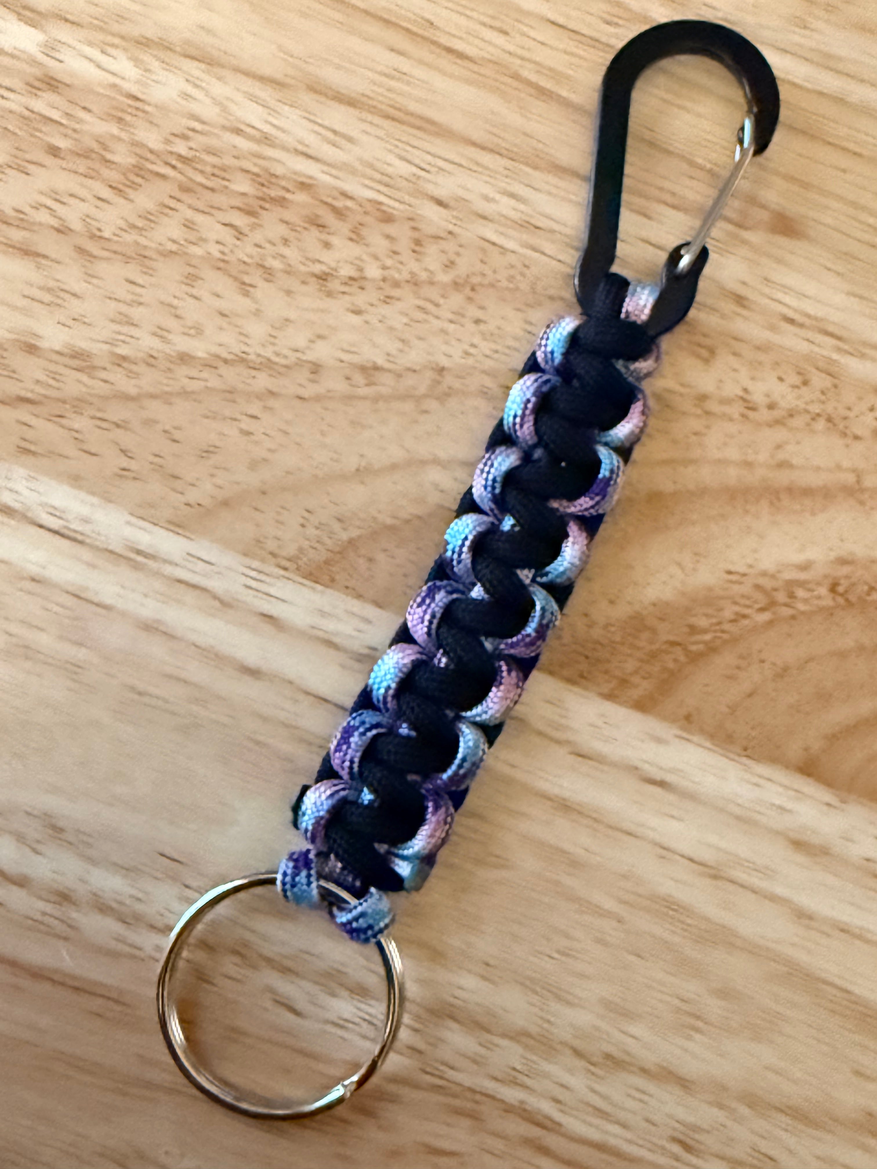 black and purple/multi colored paracord key chain