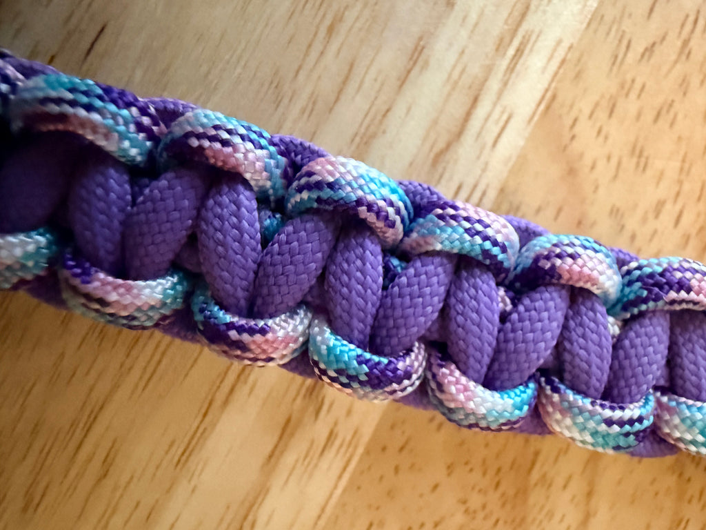 6 inch purple, pink, light blue & white paracord key chain