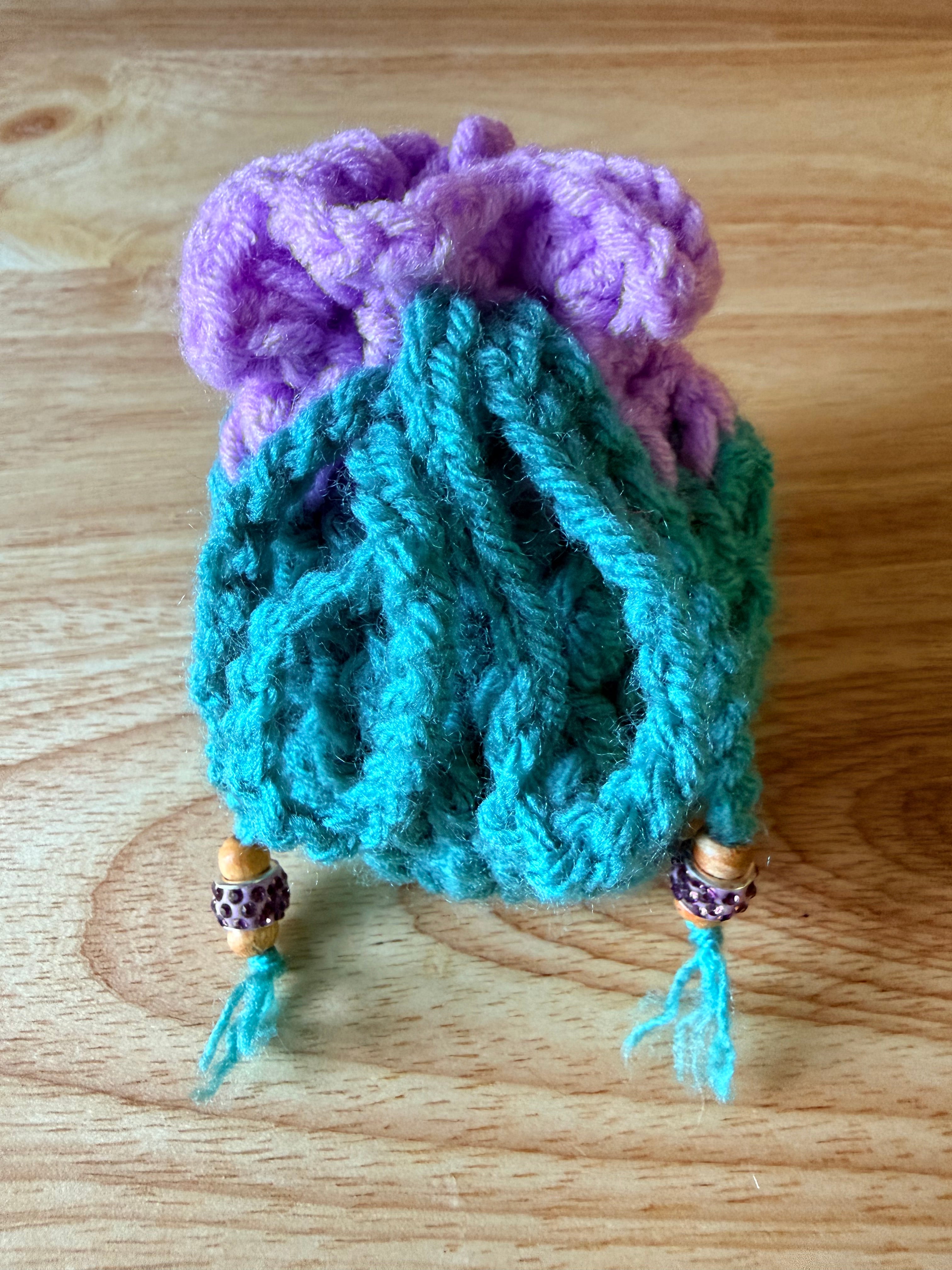 teal & lavender dice bag with dice