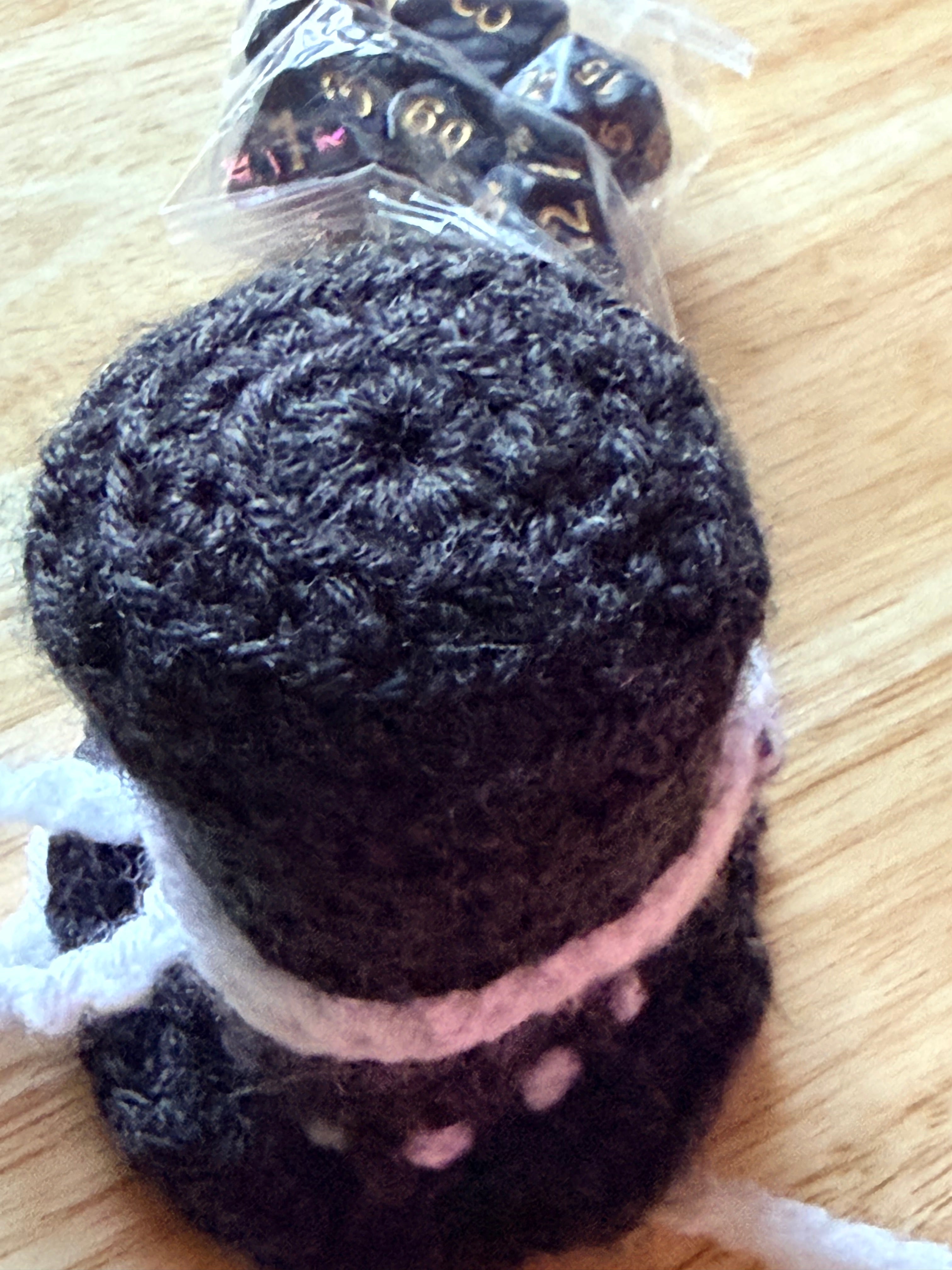 charcoal black and white dice bag