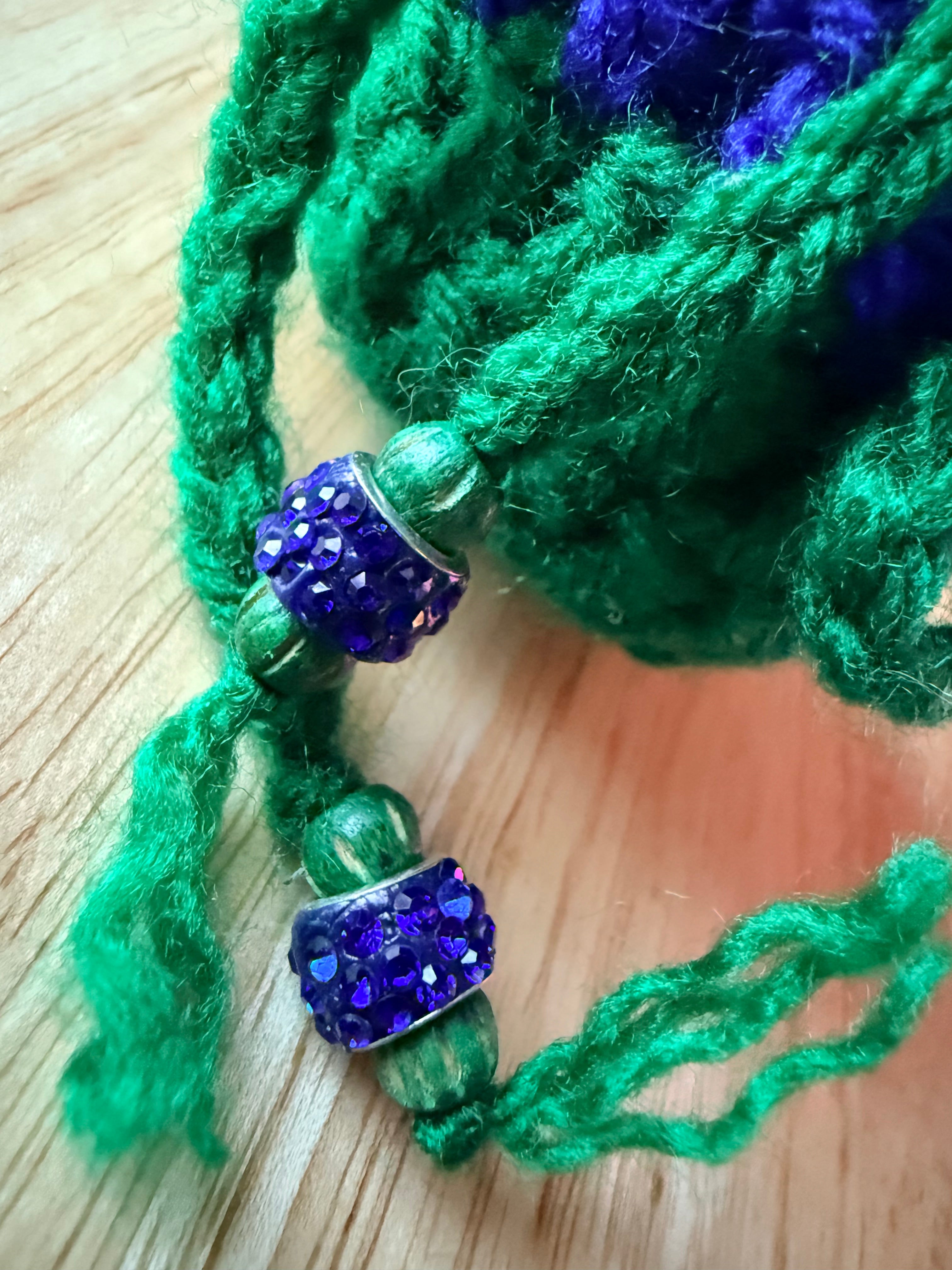 green and blue dice bag