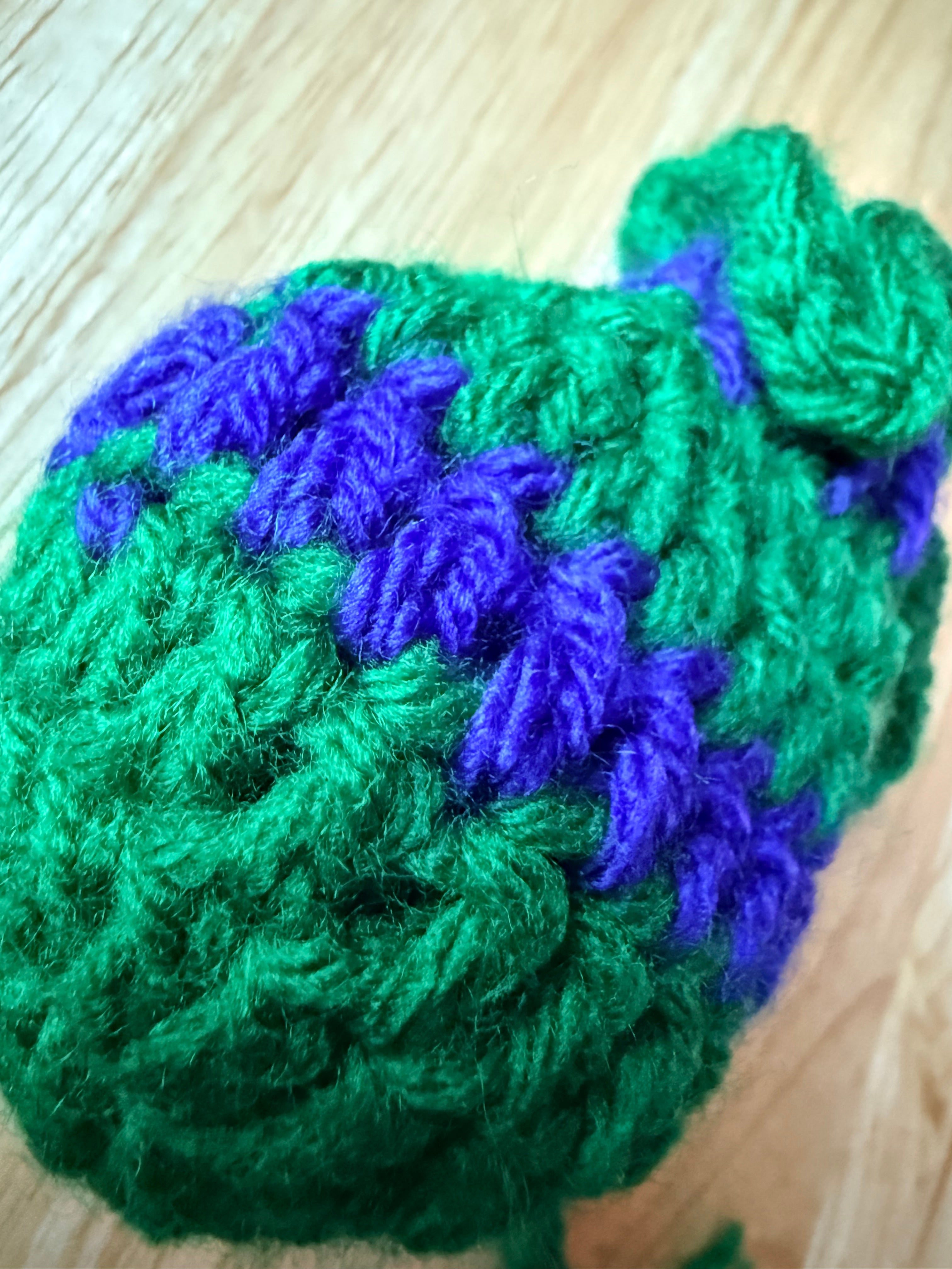 green and blue dice bag