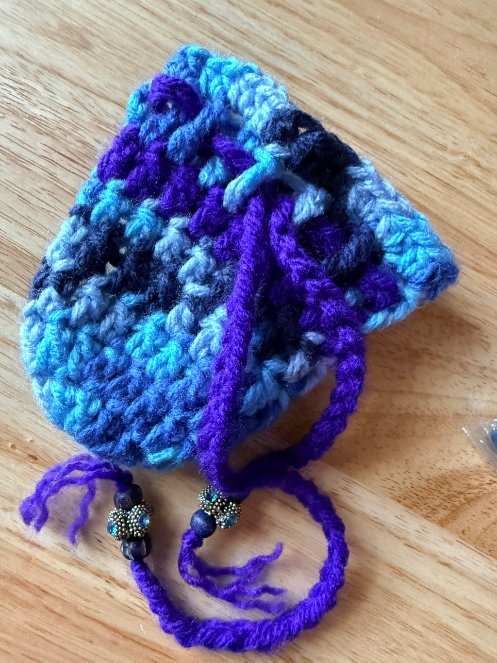 blues and purple dice bag