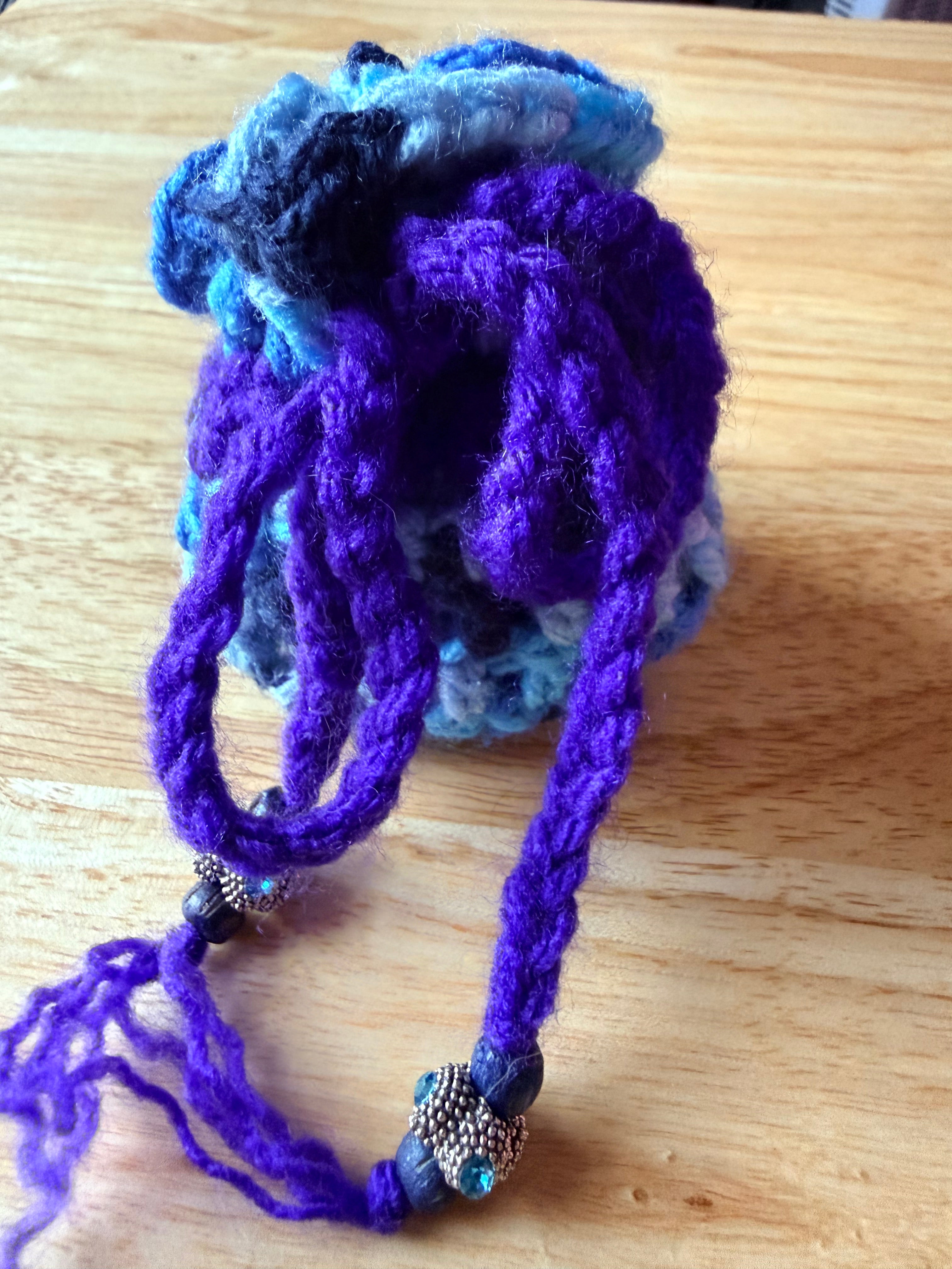 blues and purple dice bag