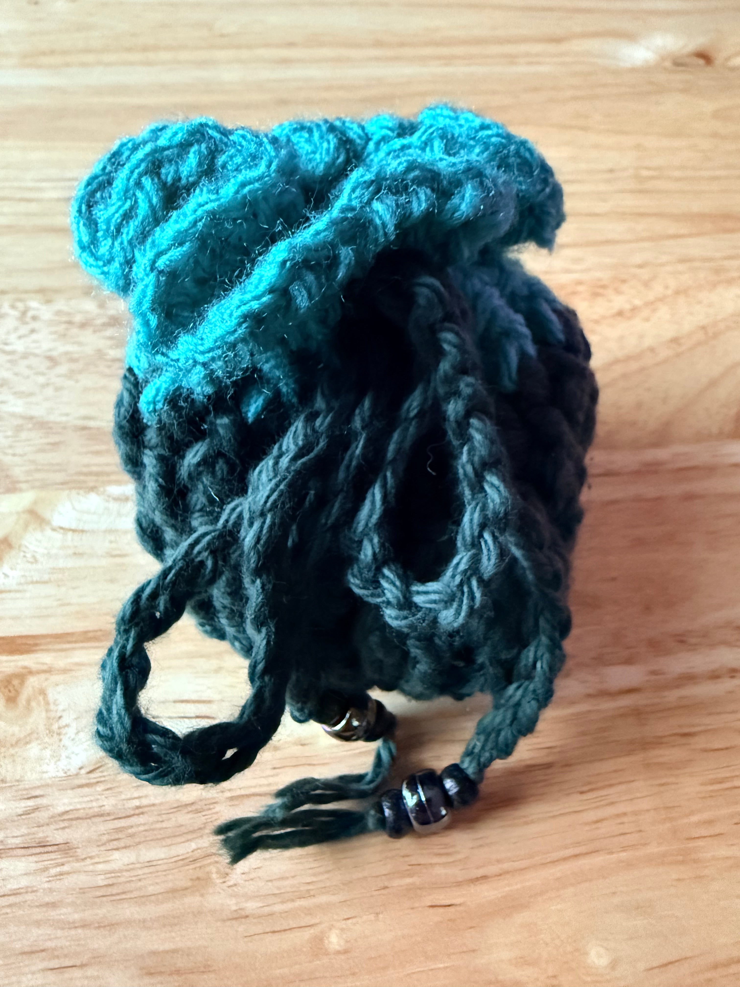 forest green and teal dice bag