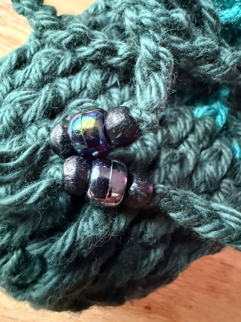 forest green and teal dice bag