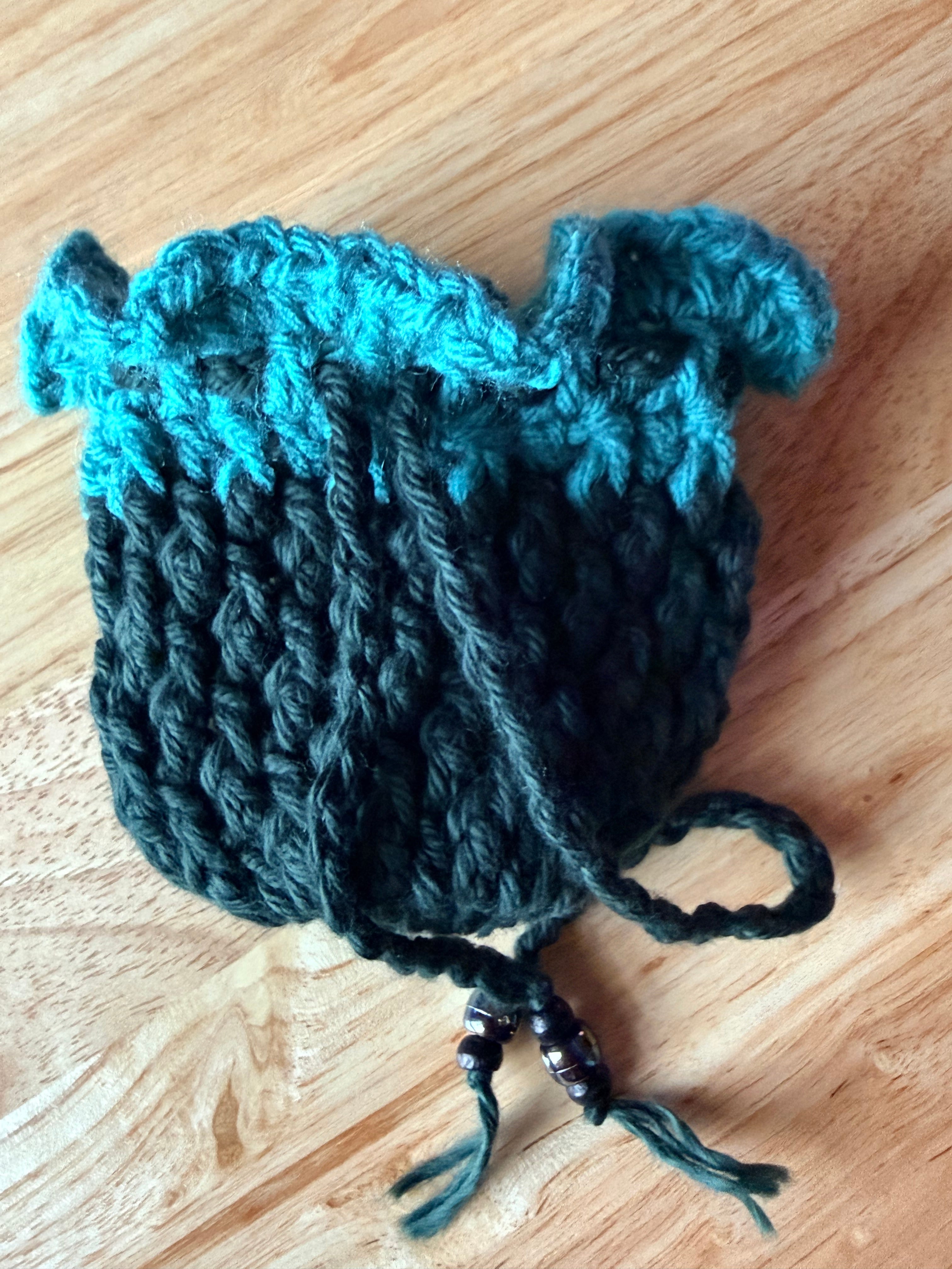 forest green and teal dice bag