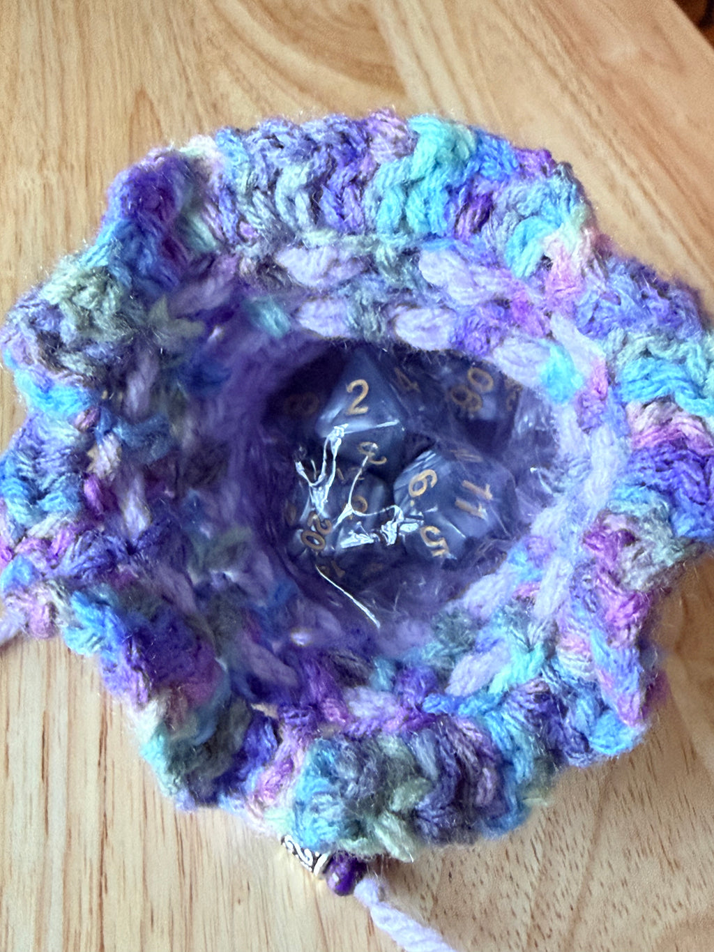 lavender and cool pastel colors dice bag