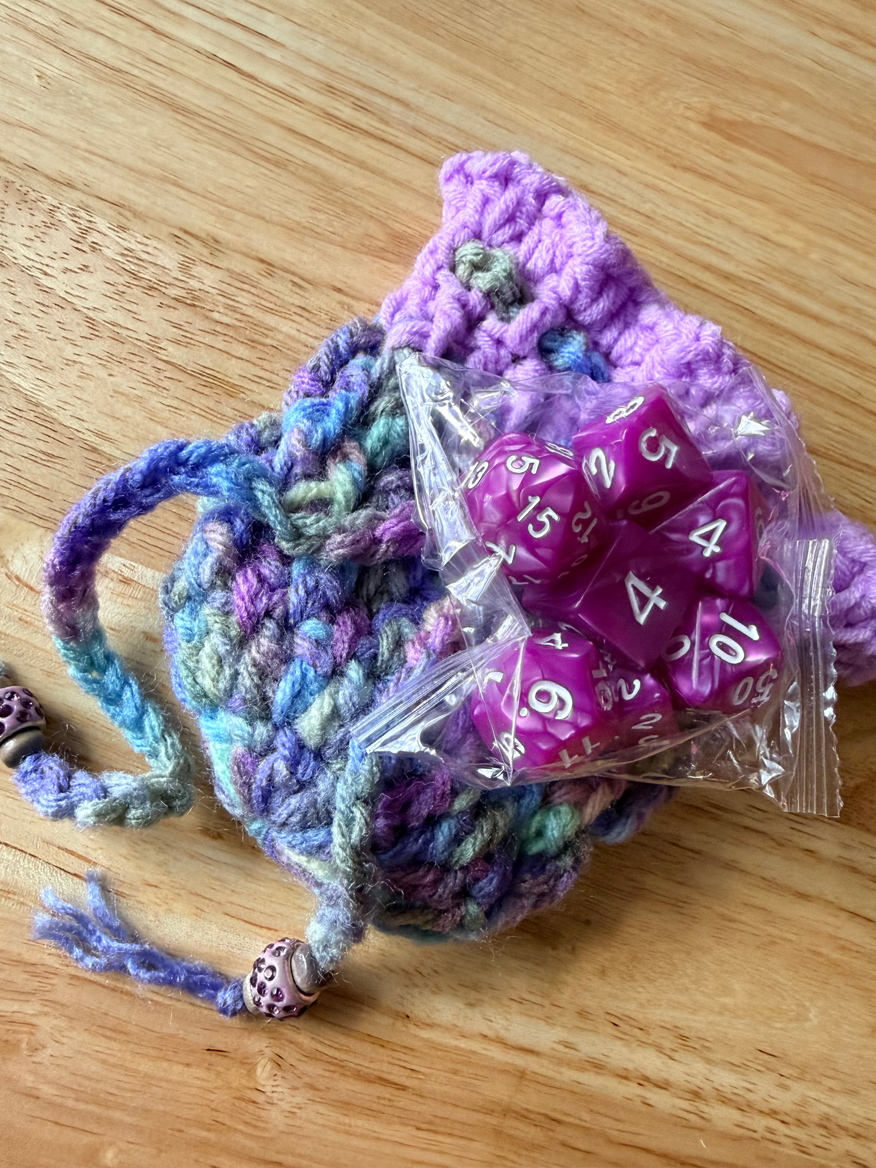 Cool pastel colors & lavender dice bag