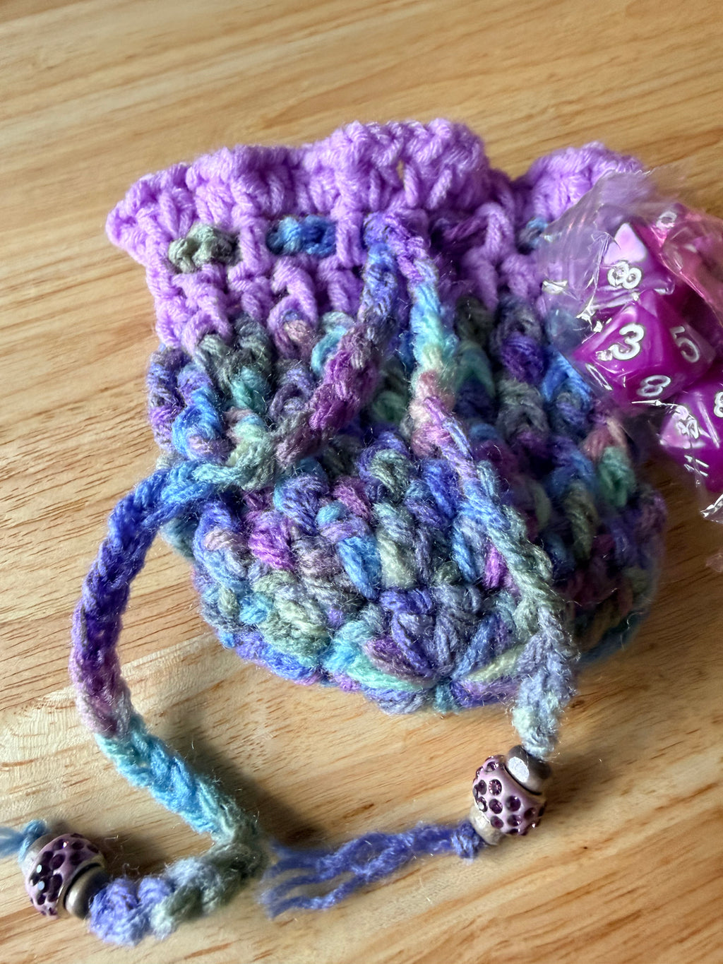 Cool pastel colors & lavender dice bag