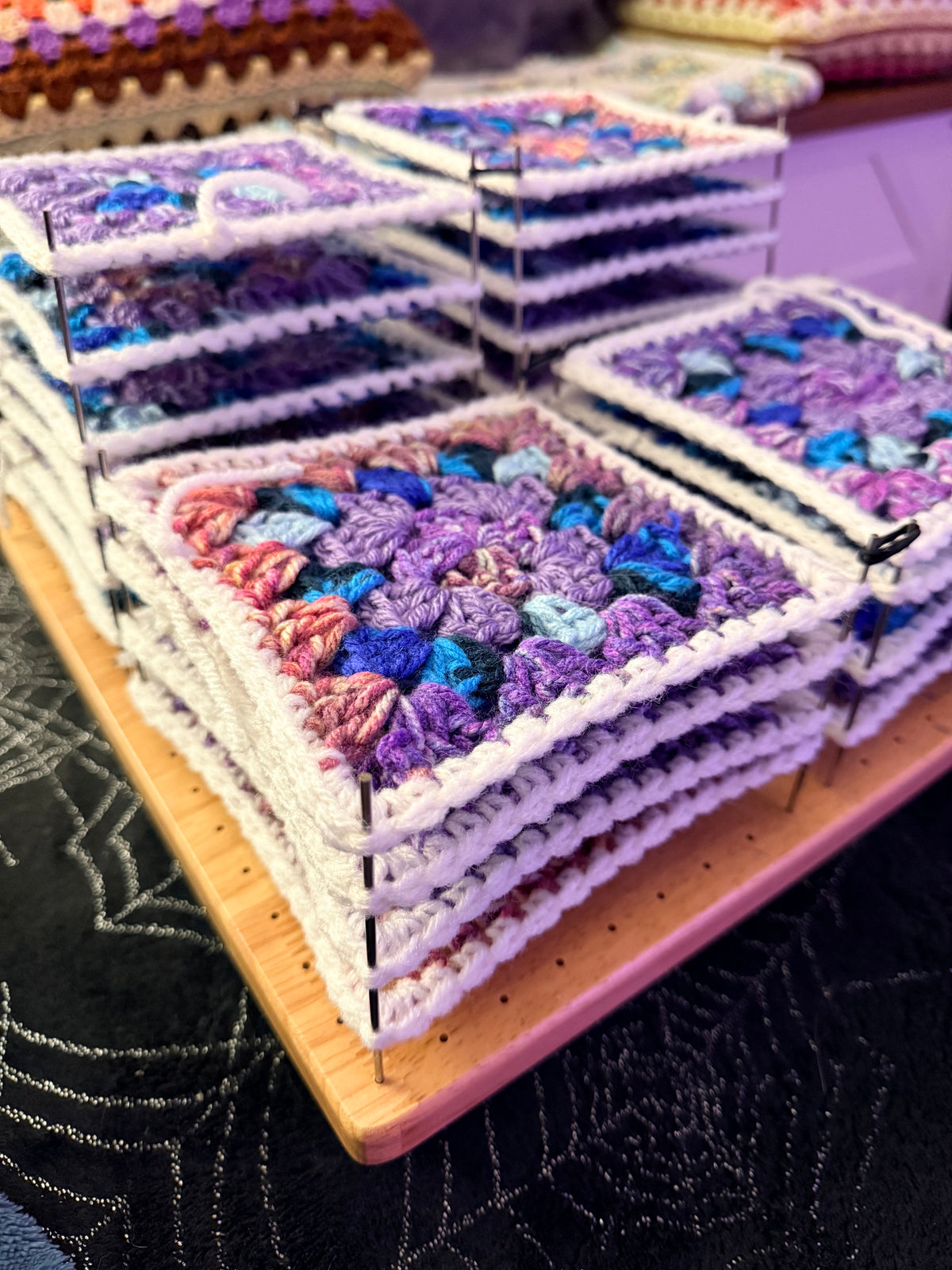 Blue, Purple & White carryall bag