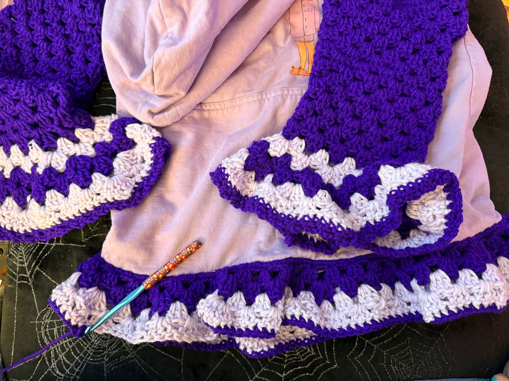 purple upcycled "coffee" hoodie