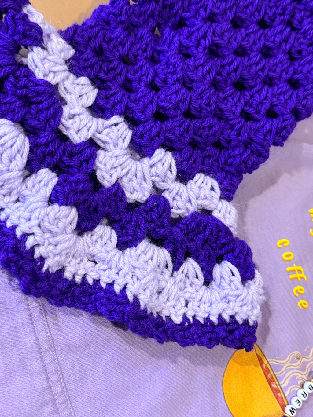 purple upcycled "coffee" hoodie