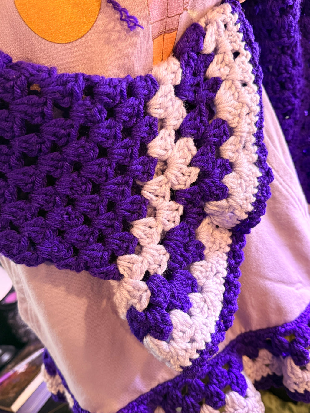 purple upcycled "coffee" hoodie